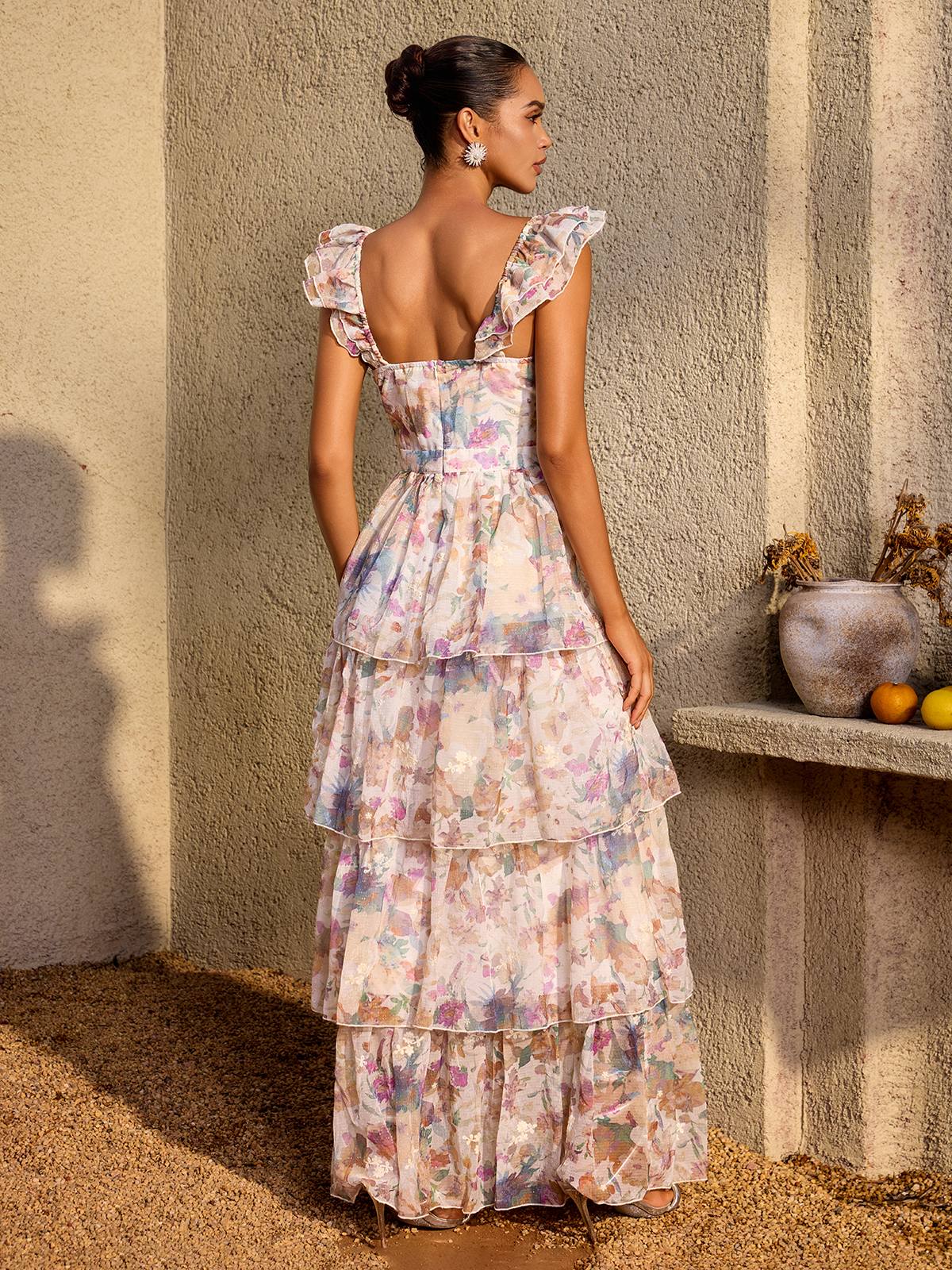 Phaevric Sleeveless Printed Tiered Maxi Dress - Image 7