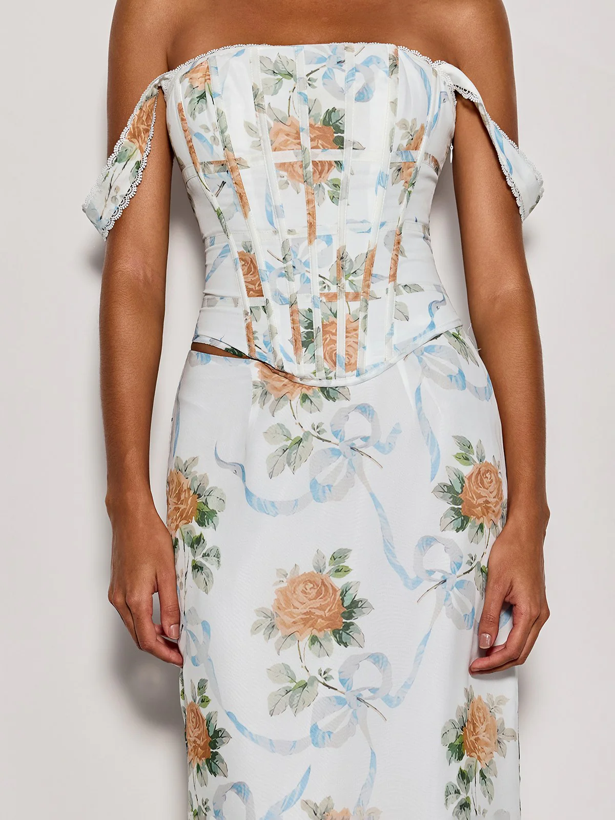 Pheron Off Shoulder Floral Maxi Dress - Image 7