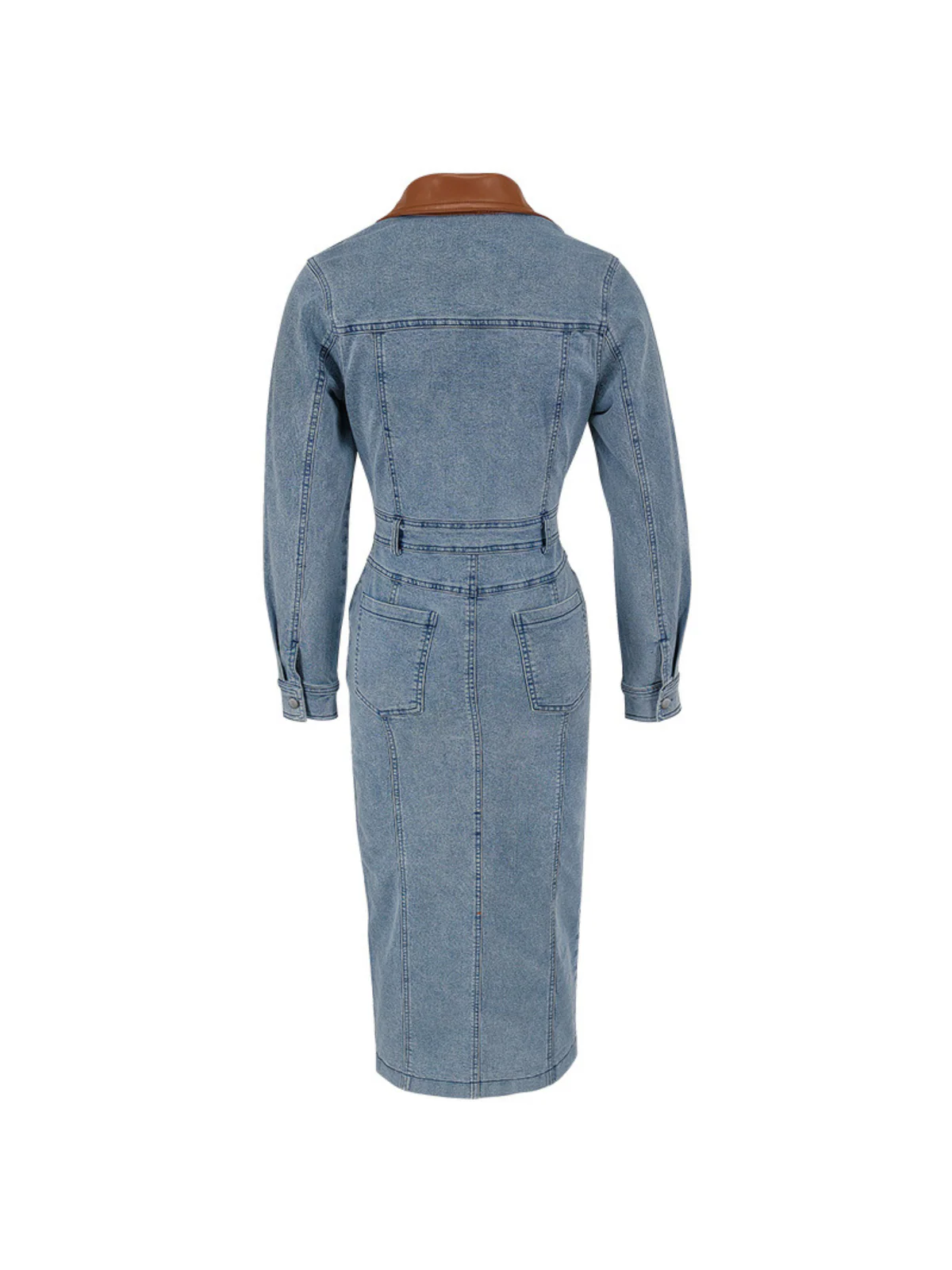 Plthar Folded Collar Split Midi Dress - Image 9