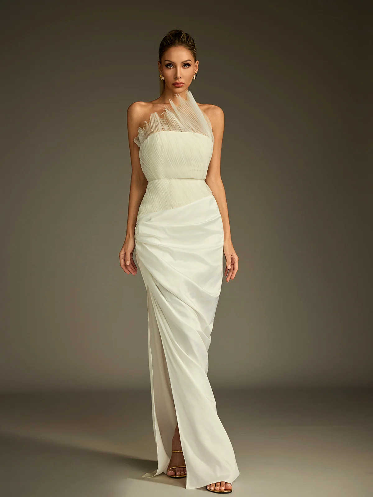 Kaelan Strapless Ruched Split Skirt Set - Image 3