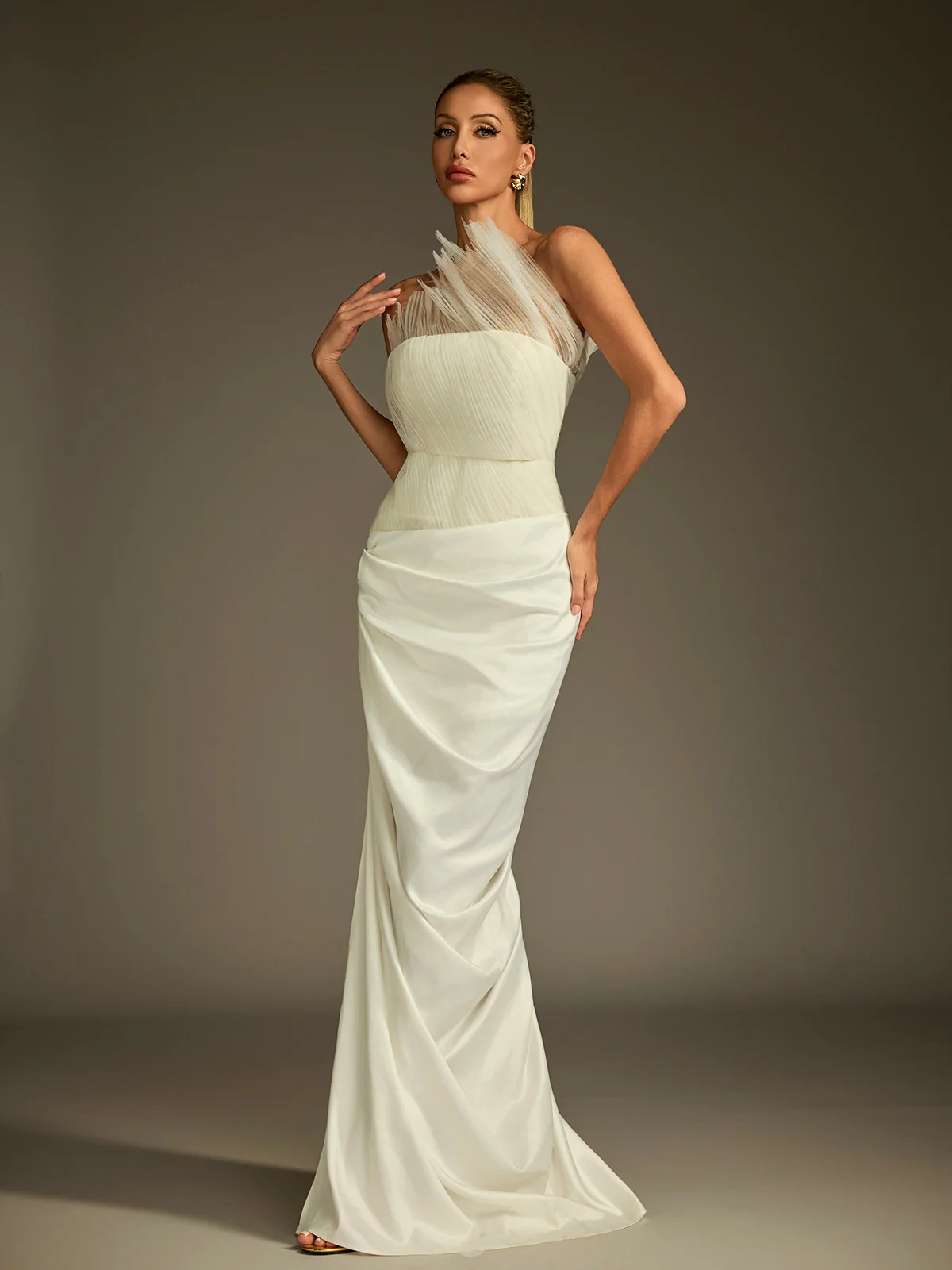 Kaelan Strapless Ruched Split Skirt Set - Image 5