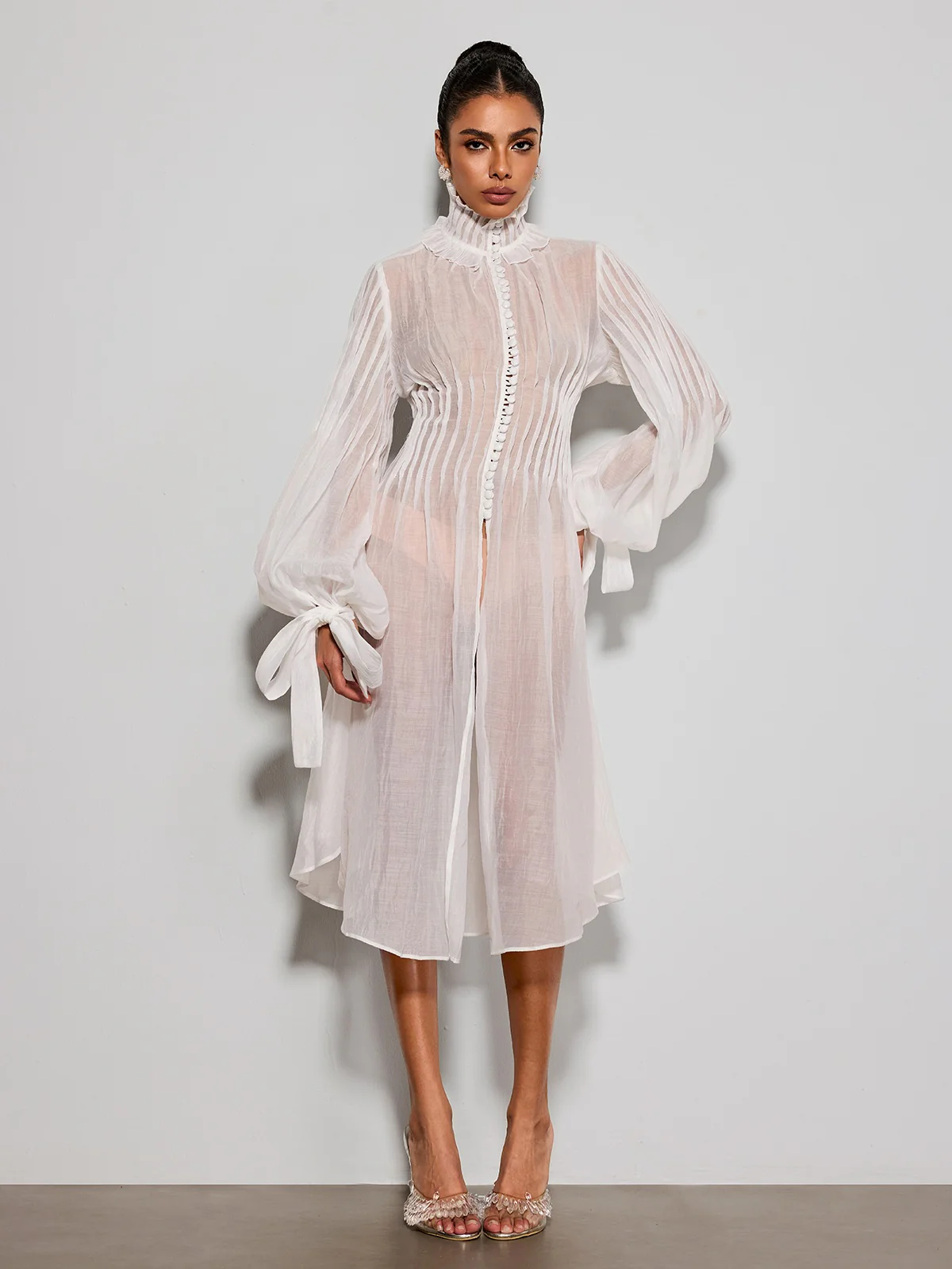Pryvalis High Neck Midi Dress