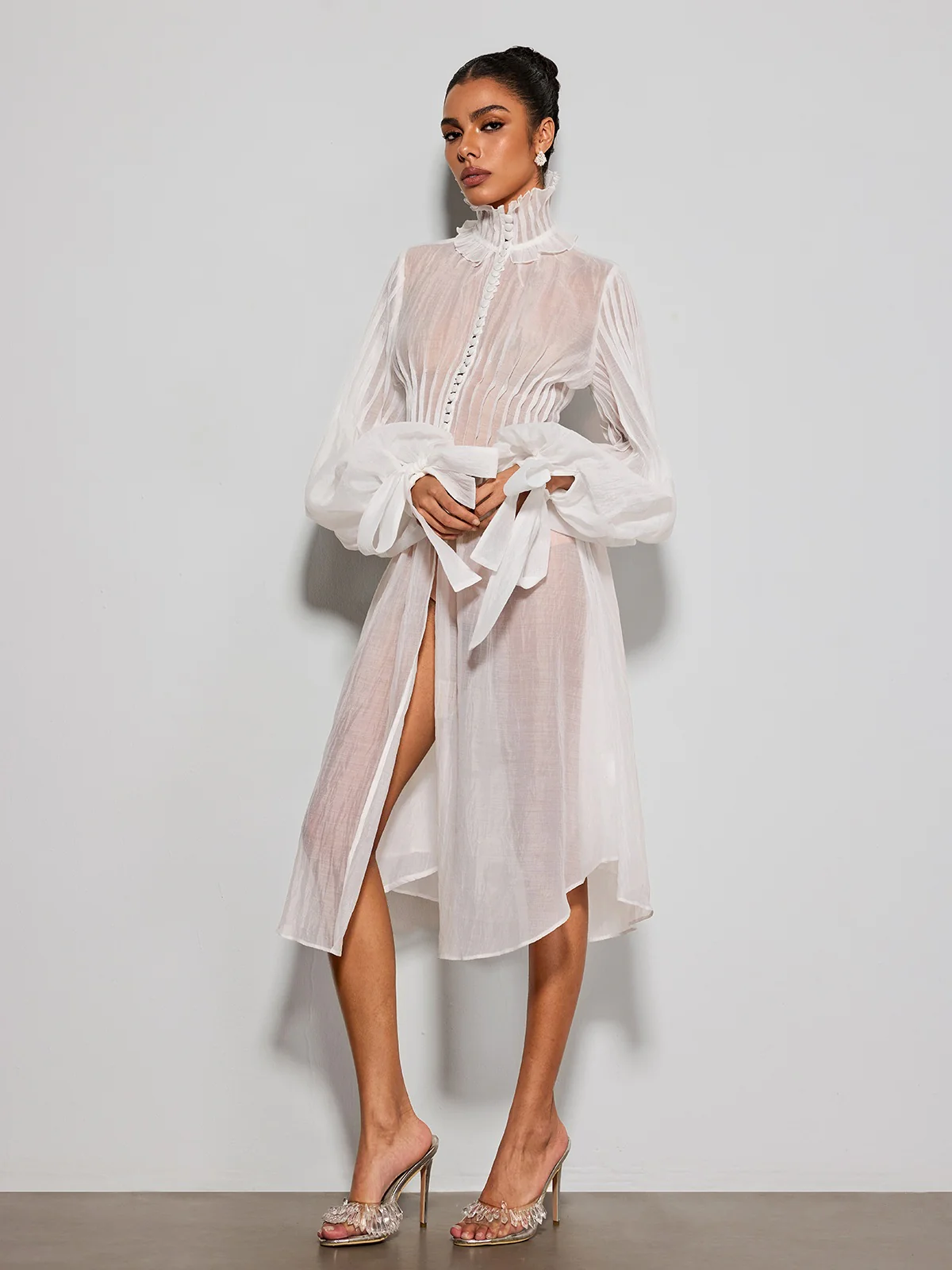 Pryvalis High Neck Midi Dress - Image 2