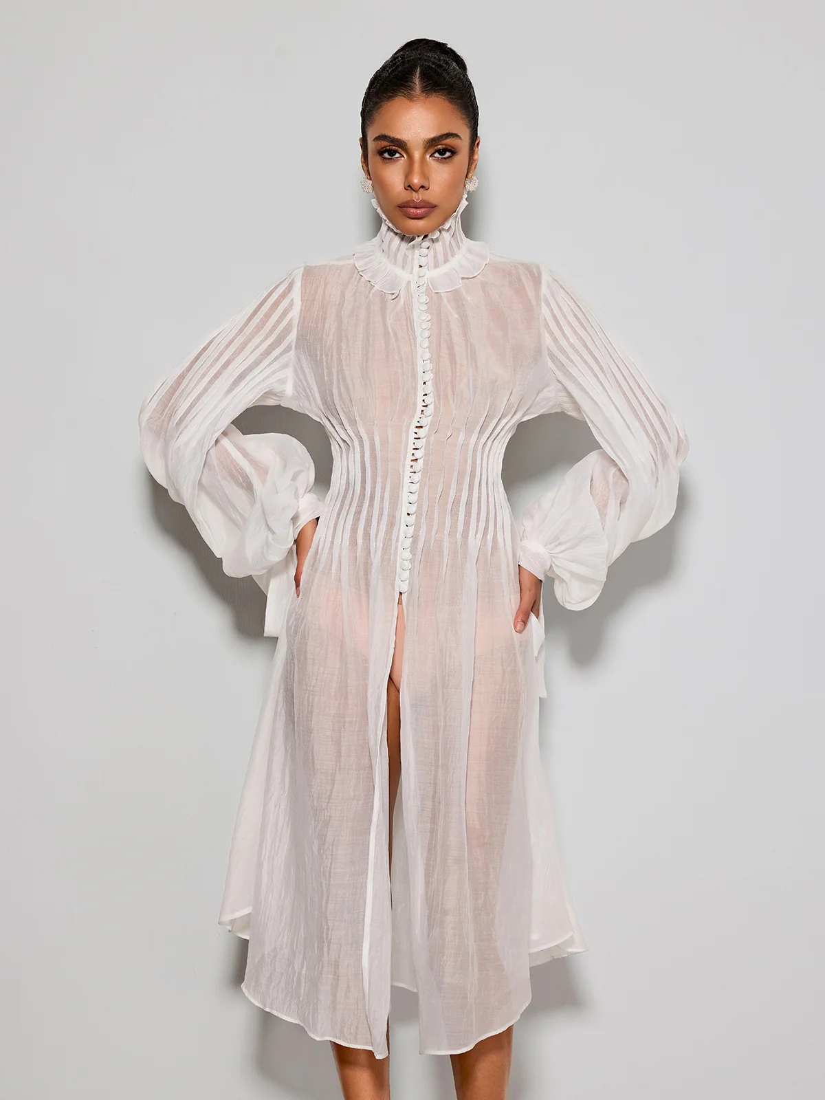 Pryvalis High Neck Midi Dress - Image 3