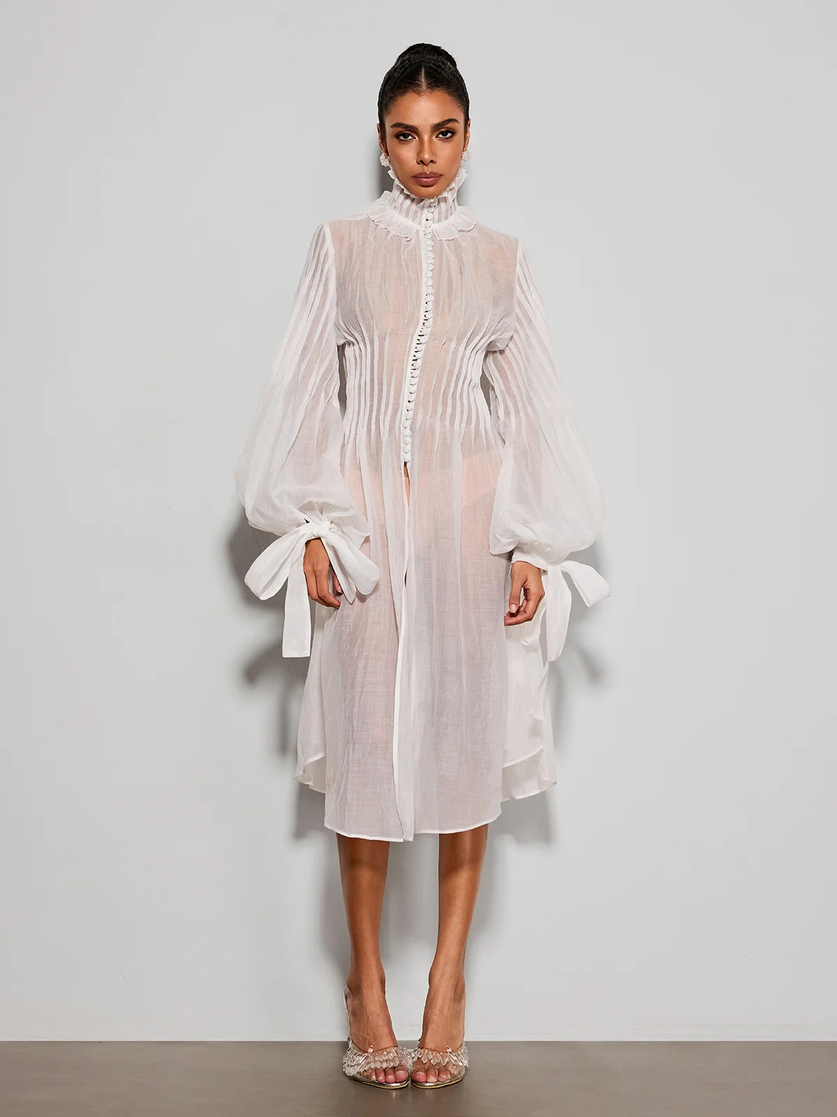 Pryvalis High Neck Midi Dress - Image 4