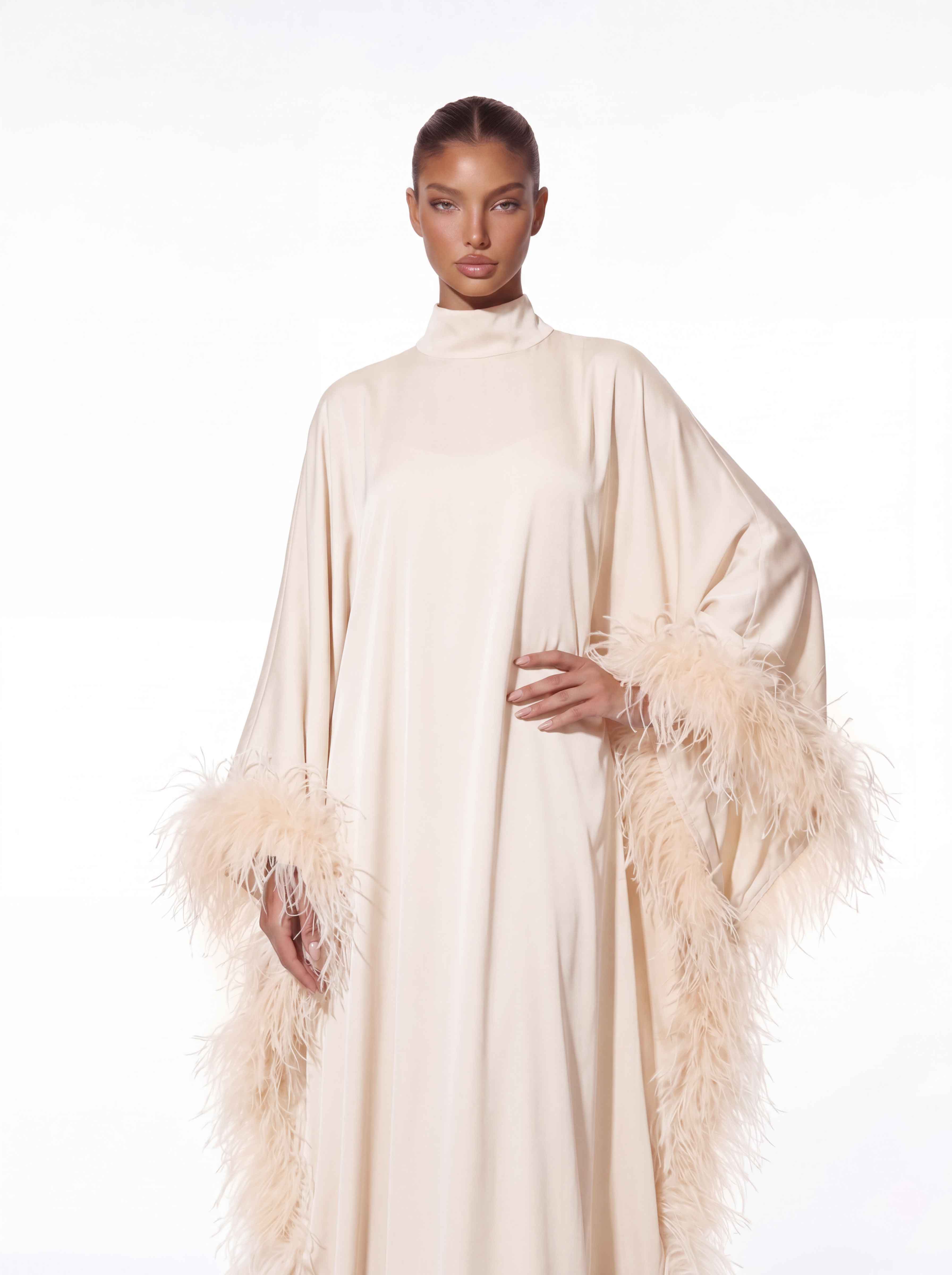 Pyndralor Bat Sleeve Feather Dress Set - Image 2