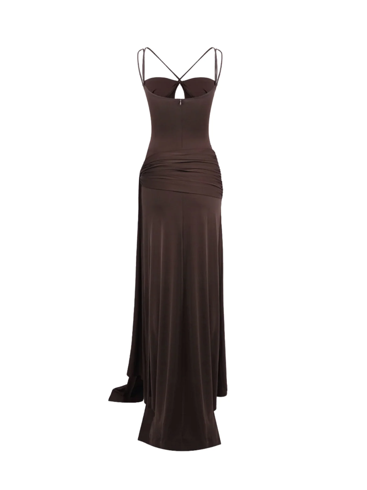 Pzron Ruched Draped Split Maxi Dress - Image 5