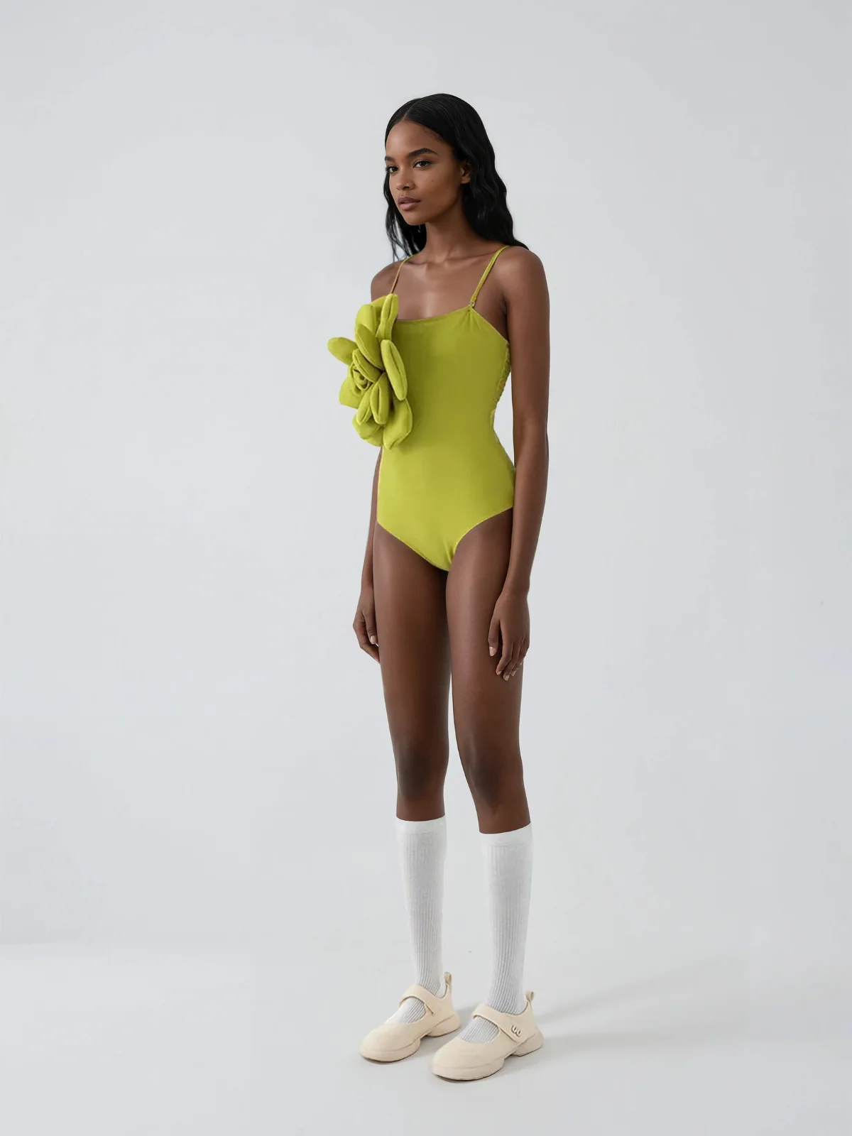 Quendil Spaghetti Flower Bodysuit In Chartreuse - Image 4