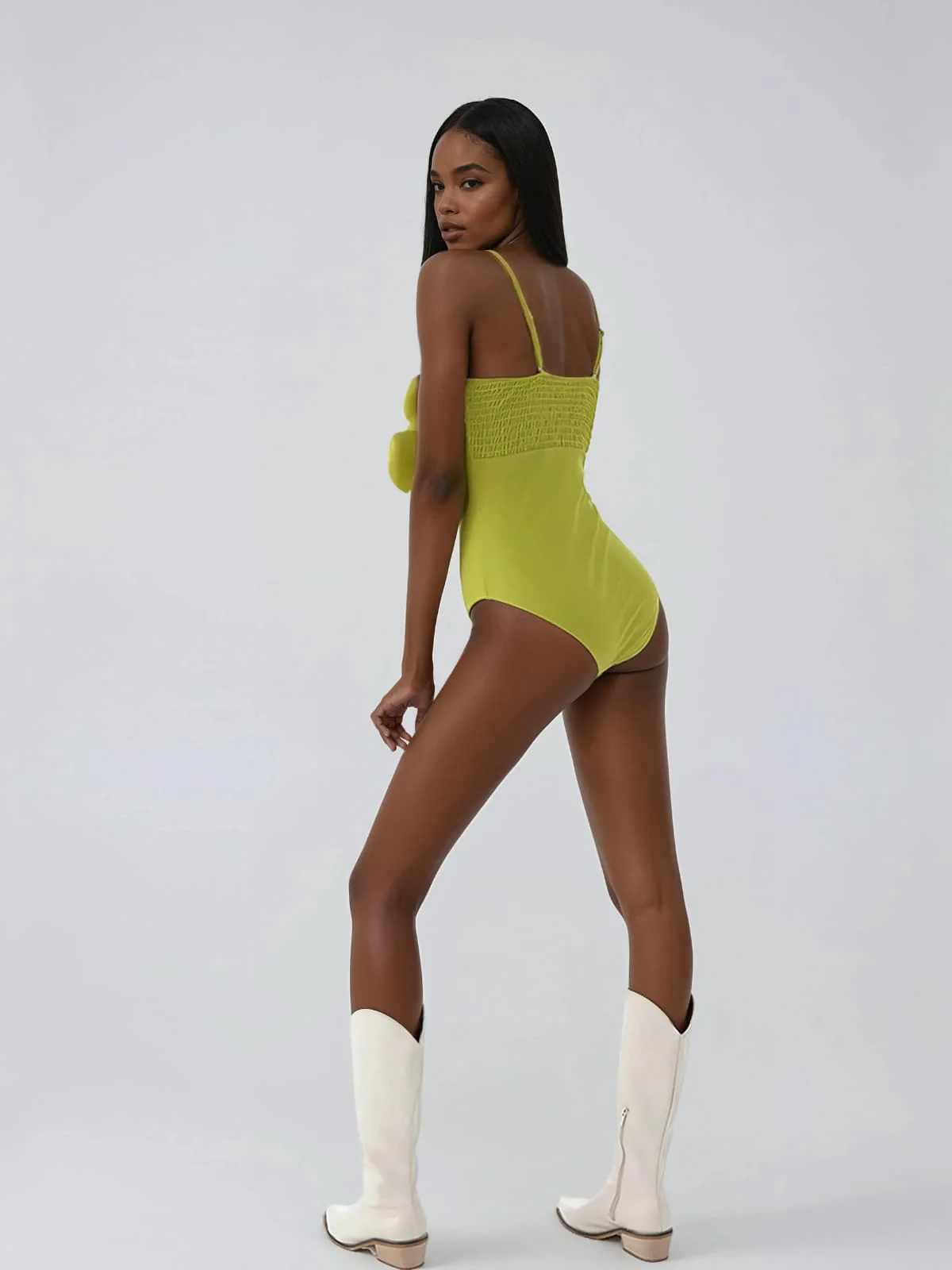 Quendil Spaghetti Flower Bodysuit In Chartreuse - Image 5
