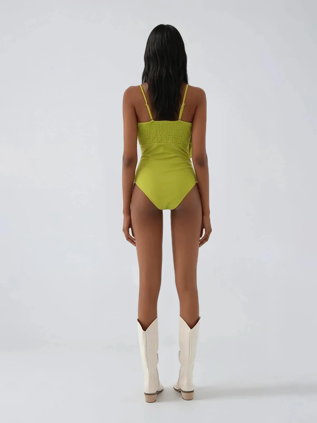 Quendil Spaghetti Flower Bodysuit In Chartreuse - Image 6