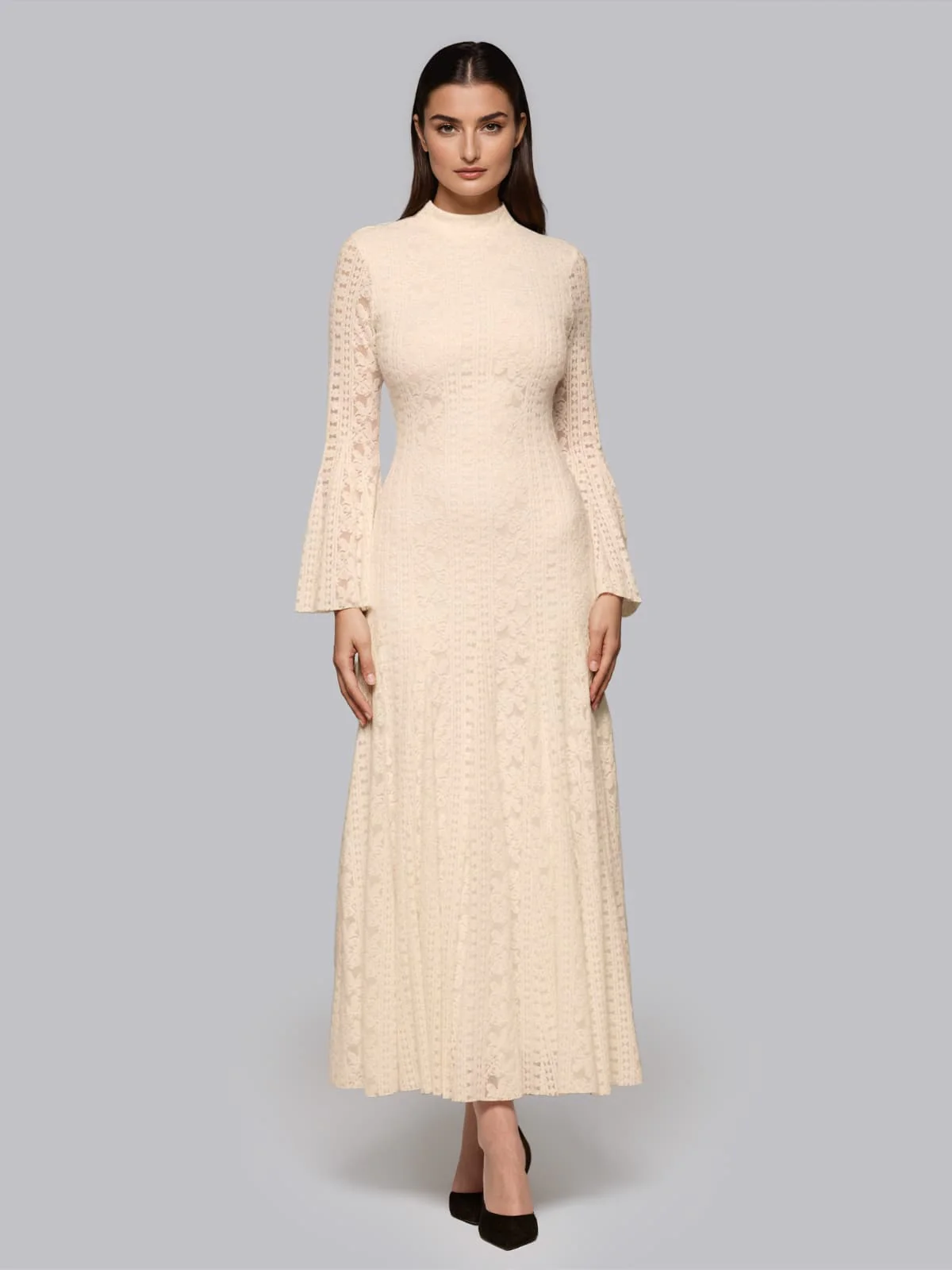 Quenthar Long Sleeve Flared Maxi Dress