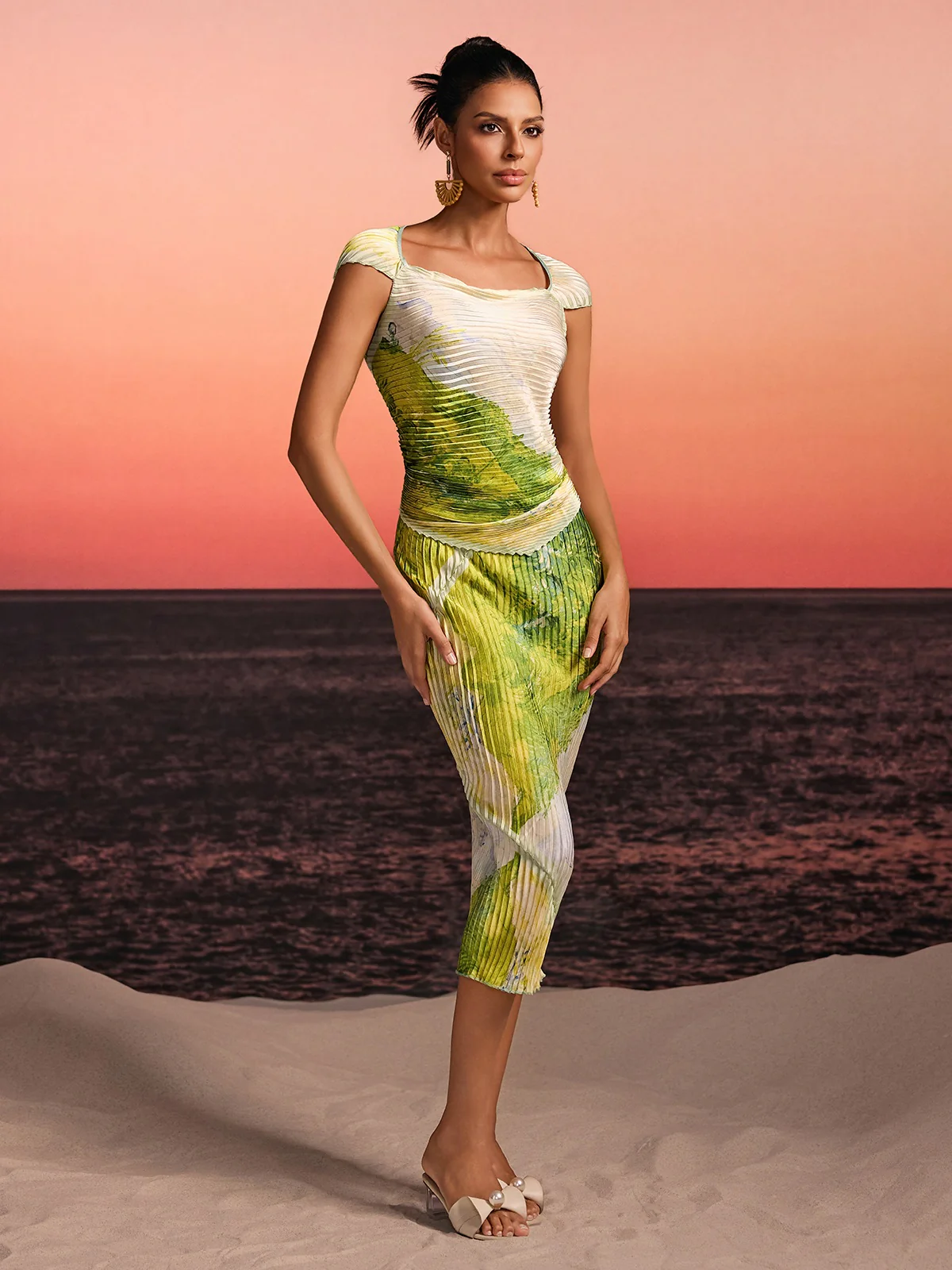 Quiron Pleated Printed Skirt Set - Image 3