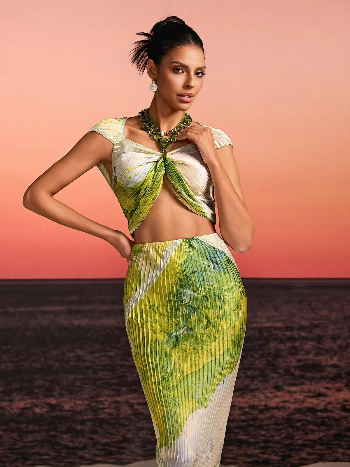 Quiron Pleated Printed Skirt Set - Image 4
