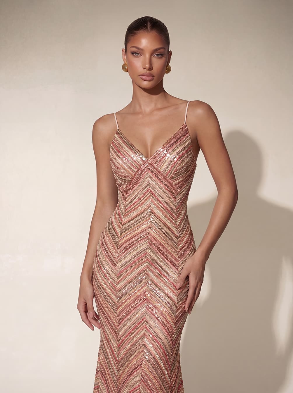 Quorel Spaghetti Stripe Sequin Maxi Dress - Image 10
