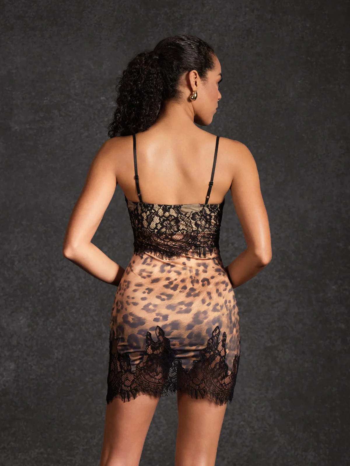 Raelira Spaghetti Lace Leopard Mini Dress - Image 6