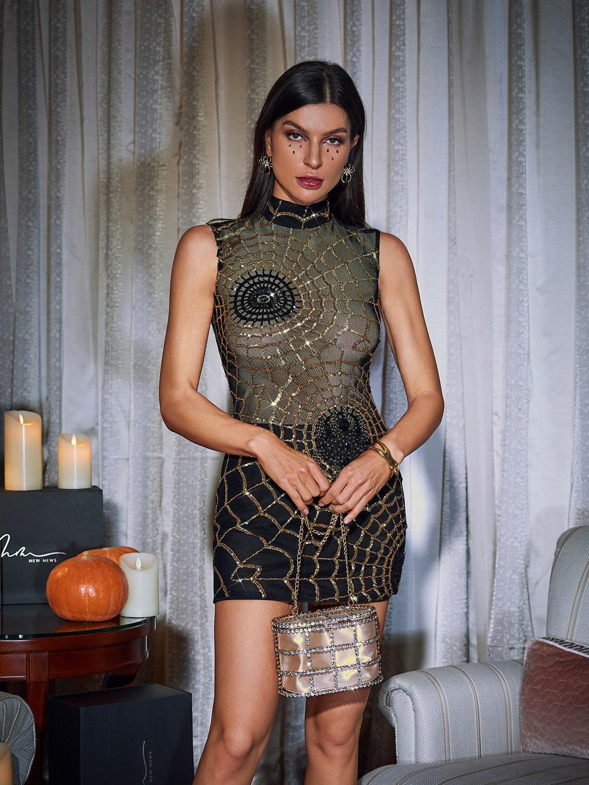 Raiven Sequin Cobweb Mini Dress - Image 5