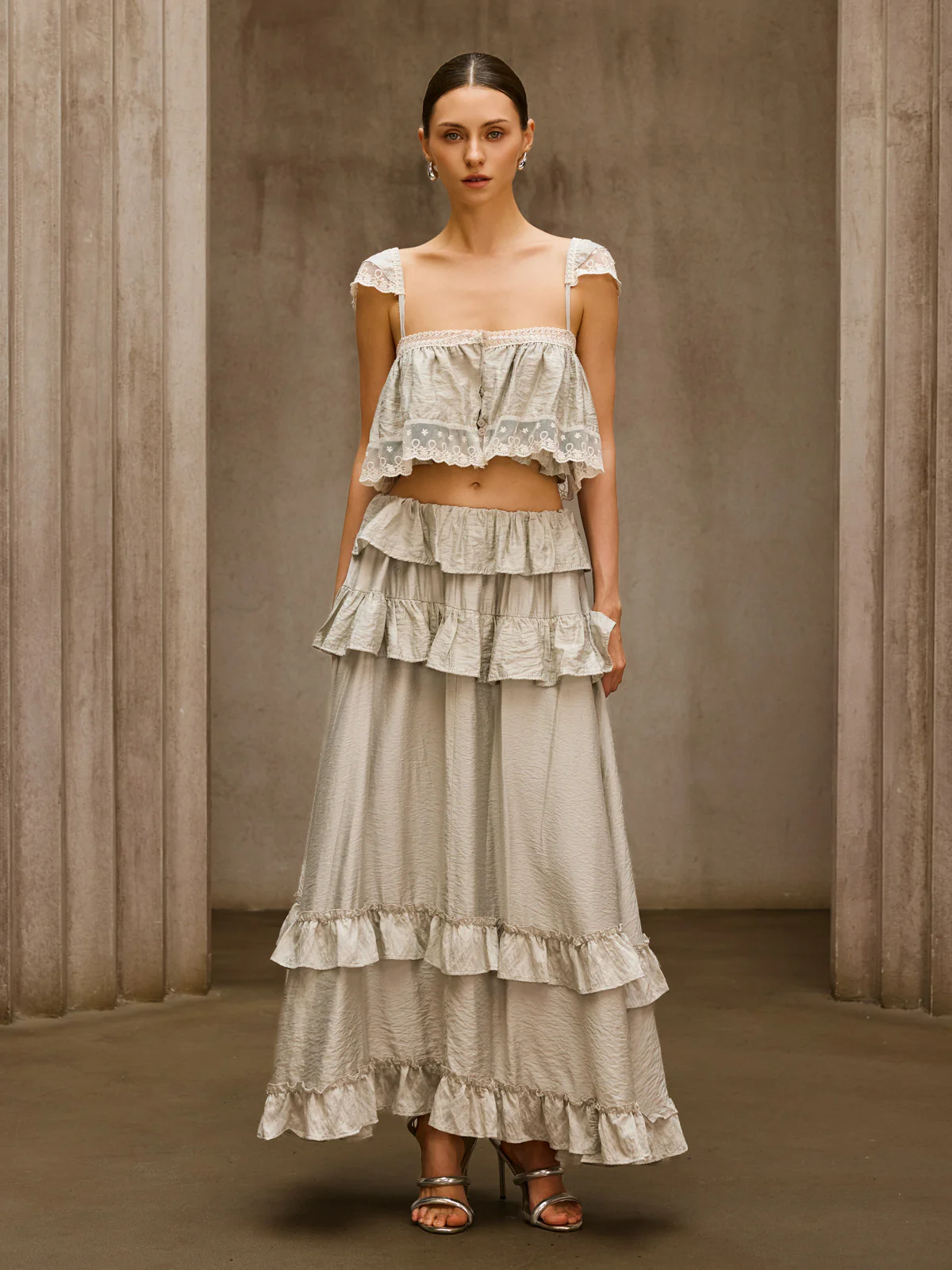 Relythic Ruffle Lace Skirt Set