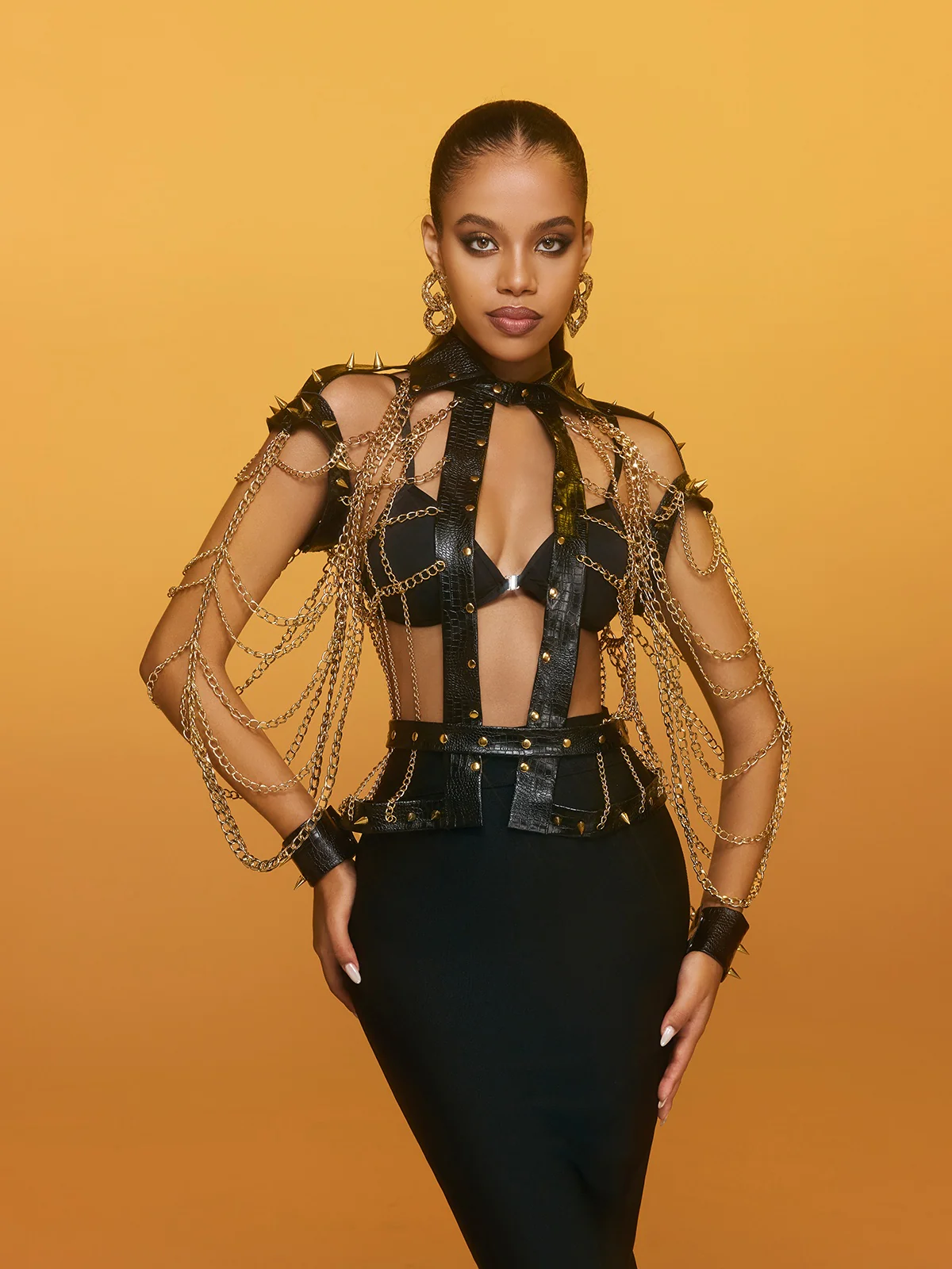 Renaud Spike Leather Chain Top - Image 5