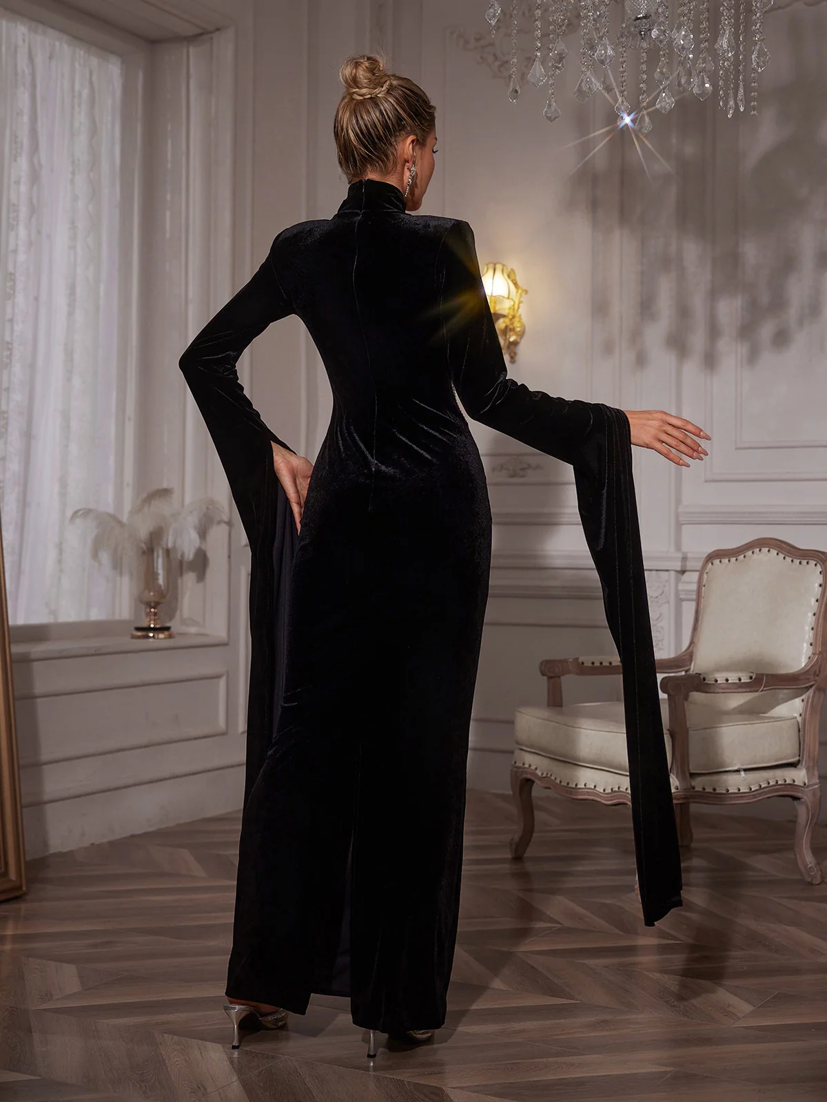 Reon Rhinestone Velvet Maxi Dress - Image 6