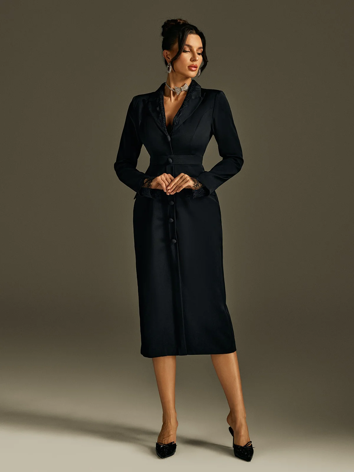 Romulus Long Sleeve Lace Midi Dress - Image 5