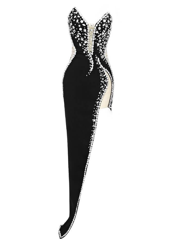 Sabine Strapless Embellished Bandage Dress In Black - Image 8