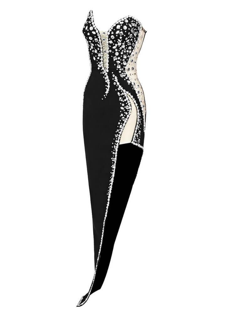 Sabine Strapless Embellished Bandage Dress In Black - Image 9