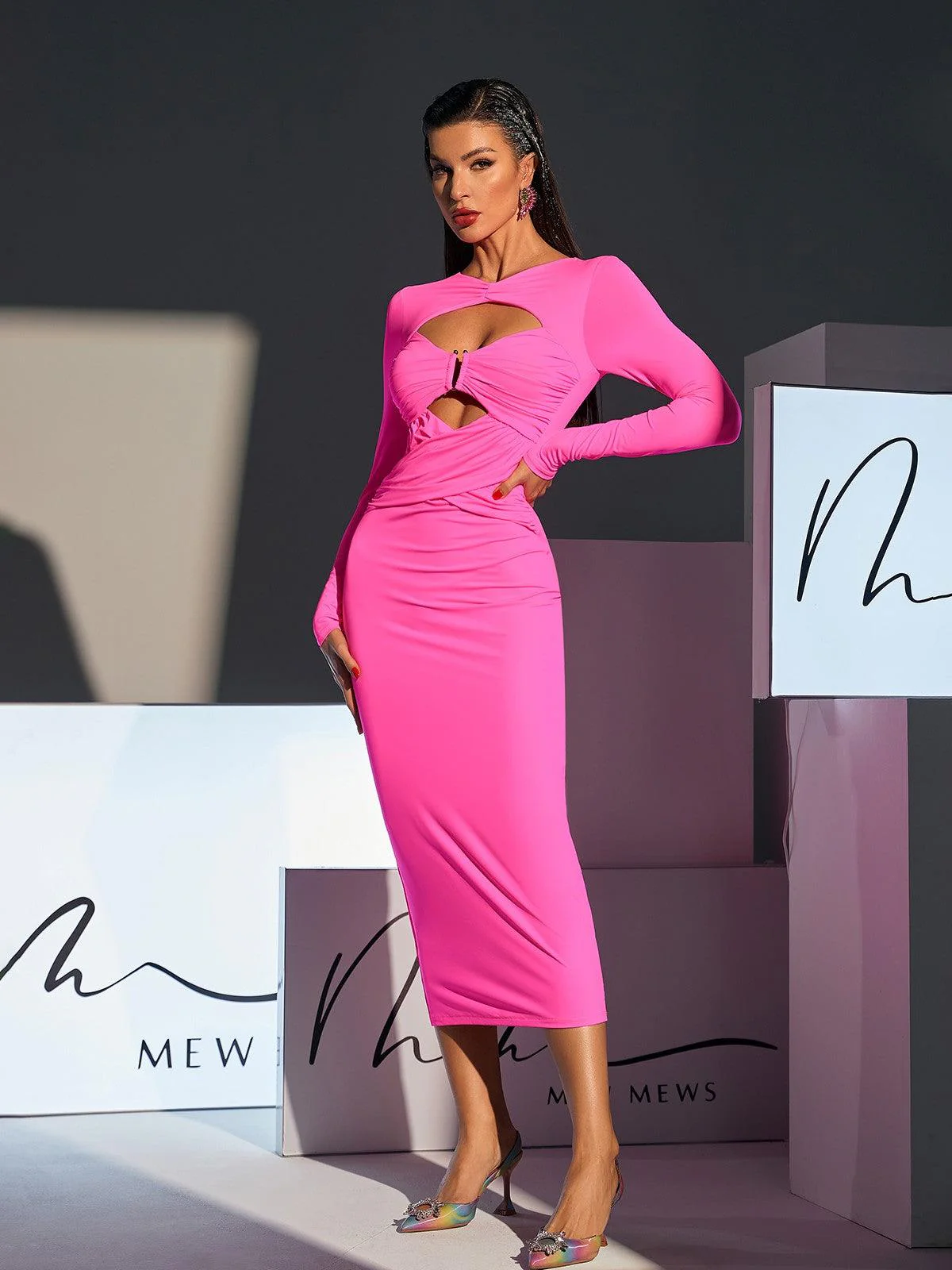 Seamus Long Sleeve Cutout Twisted Dress - Image 3