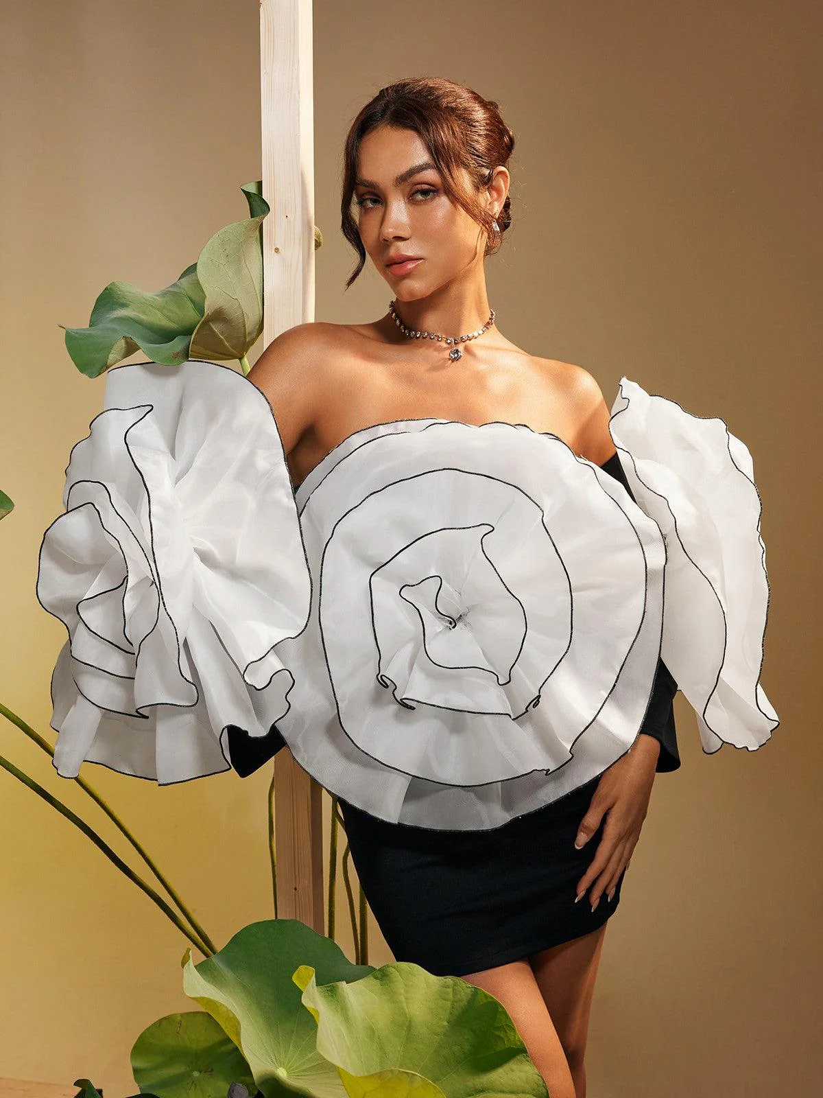 Selasi Off Shoulder Flower Mini Dress - Image 2