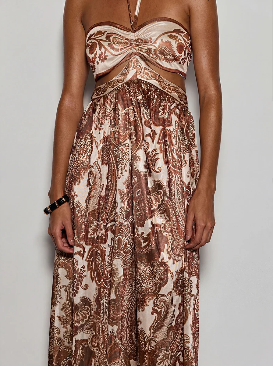Selviq Halterneck Cutout Printed Maxi Dress - Image 6