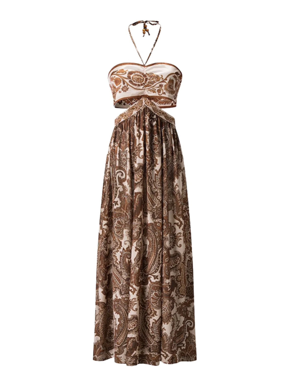 Selviq Halterneck Cutout Printed Maxi Dress - Image 7