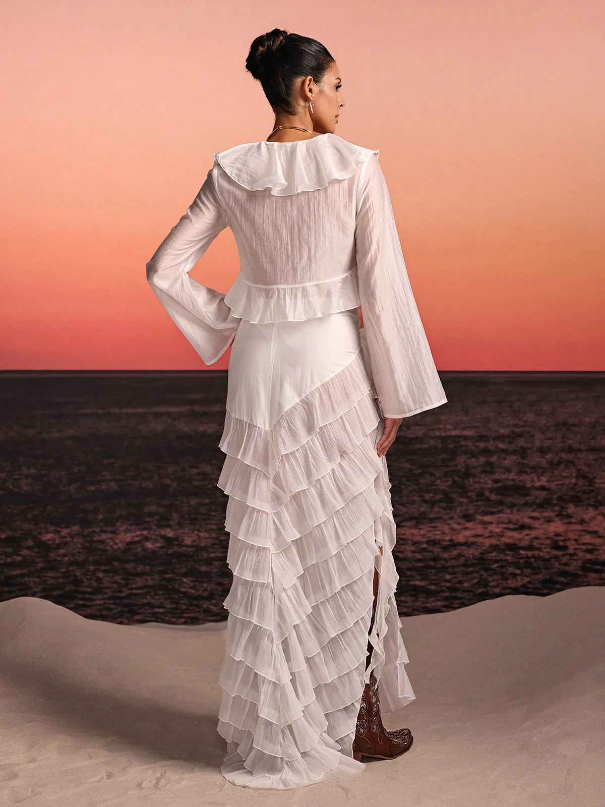 Selvor Ruffle Tiered Split Skirt Set - Image 6