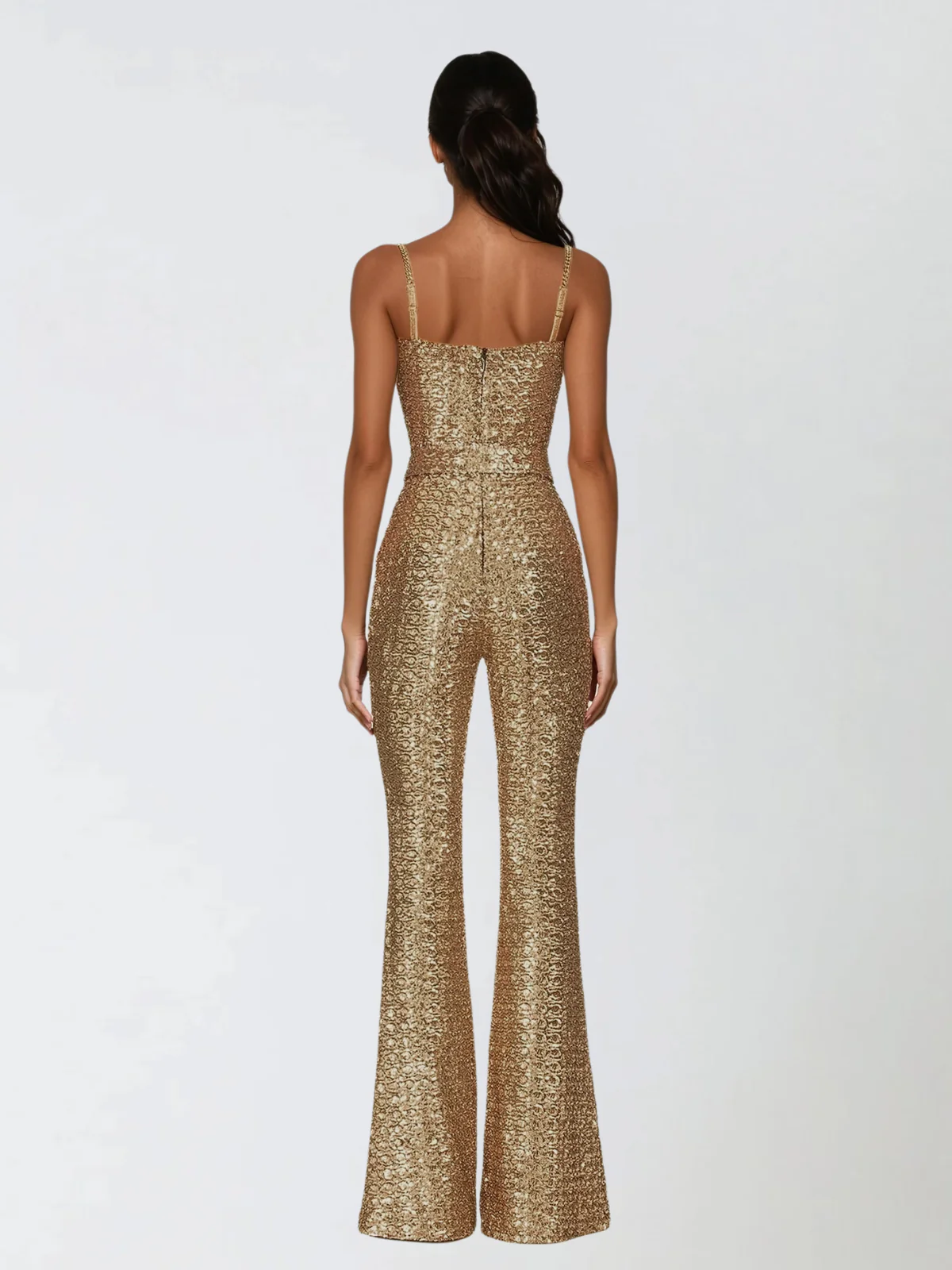 Selyxyn Spaghetti Sequin Flared Jumpsuit - Image 3