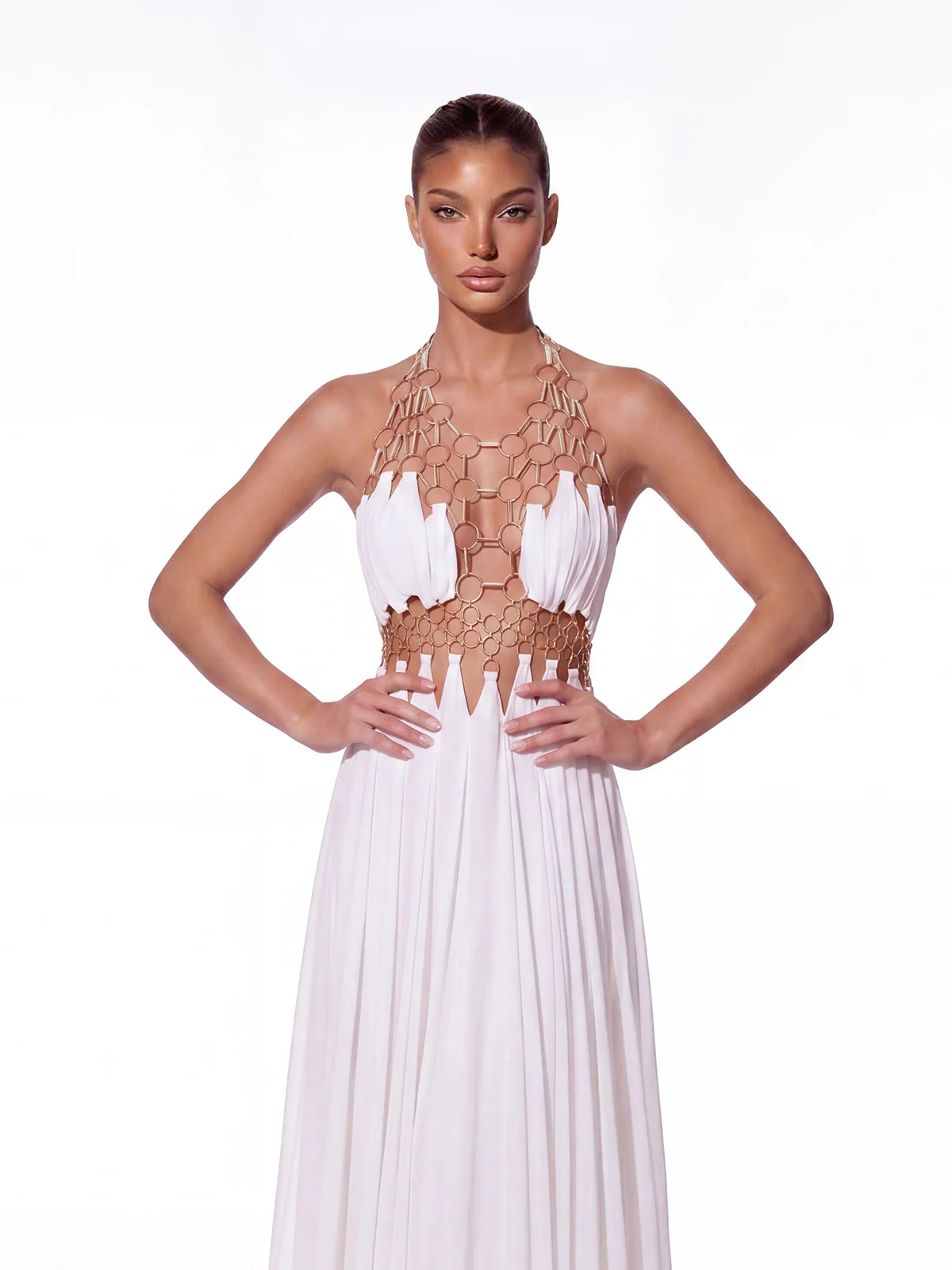 Sevionx Backless Cutout Maxi Dress In White - Image 2
