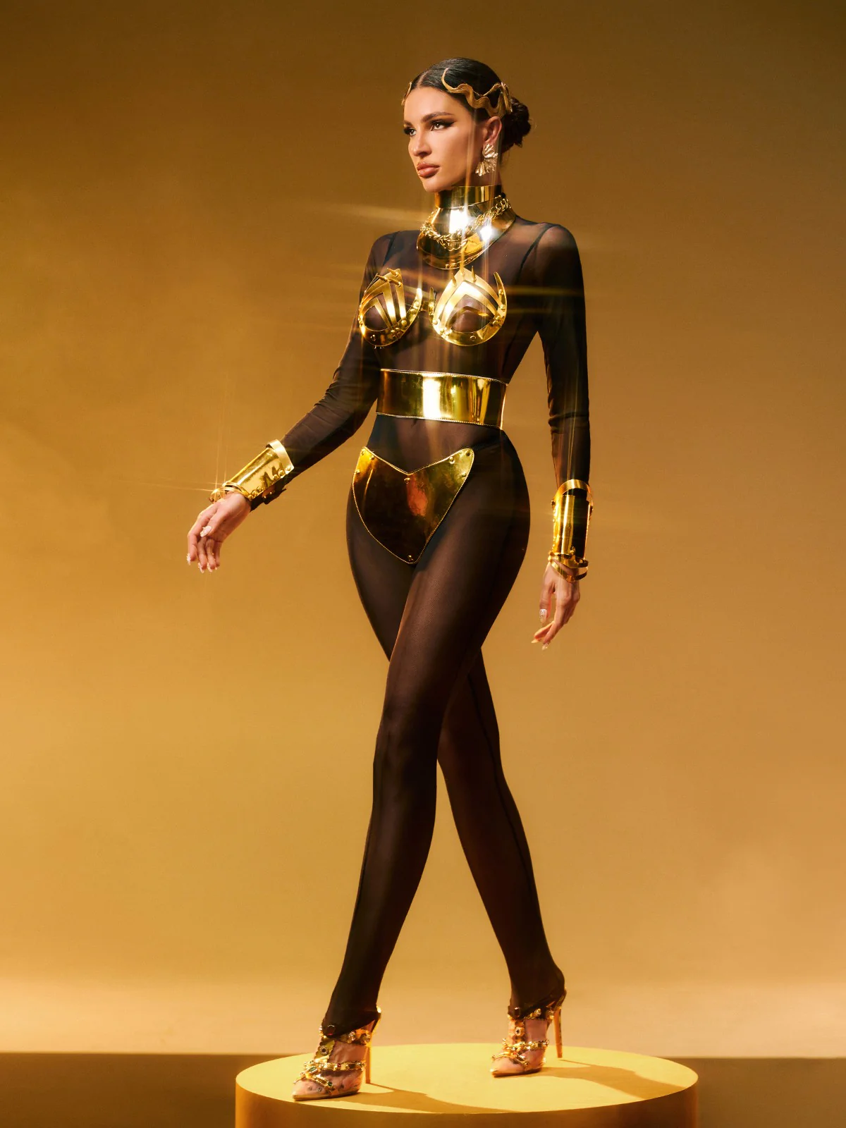 Silvior Long Sleeve Mesh Jumpsuit - Image 3