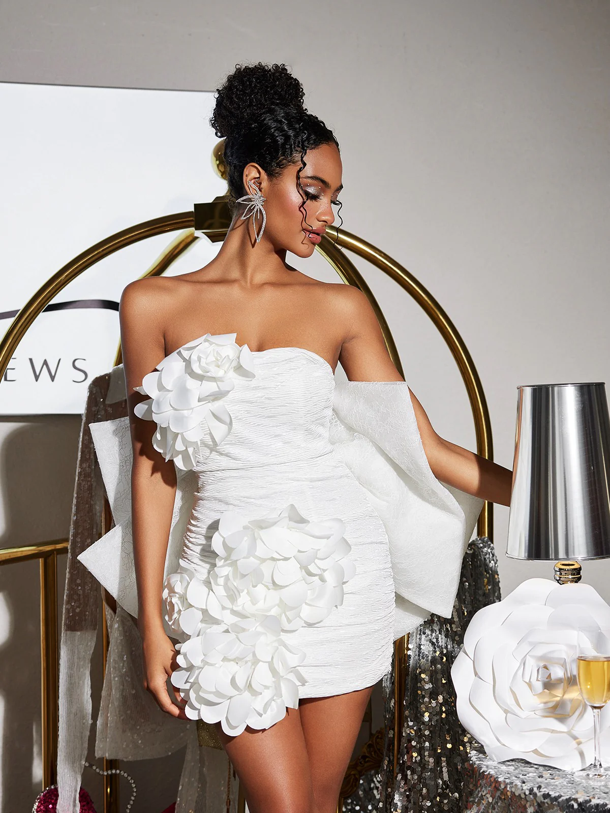 Sophrona Strapless Flower Bow Mini Dress - Image 4