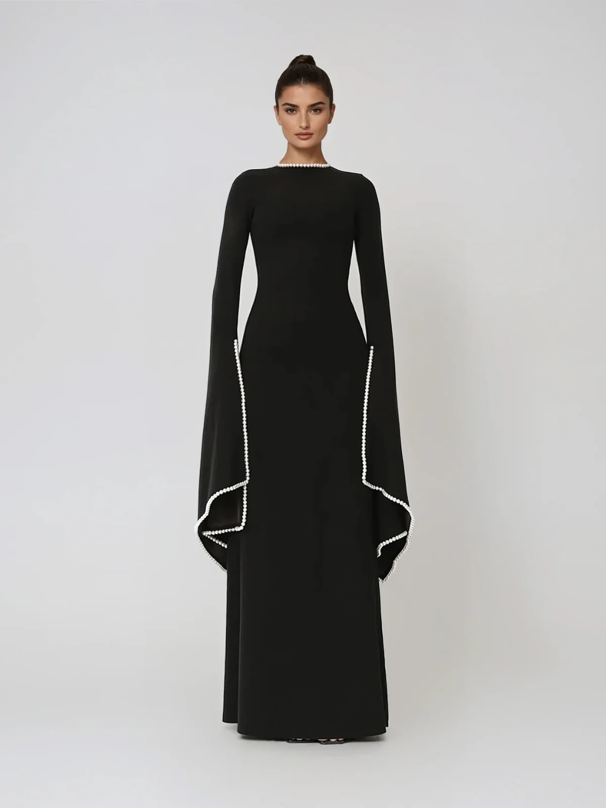 Sovyn Bell Sleeve Pearl Maxi Dress