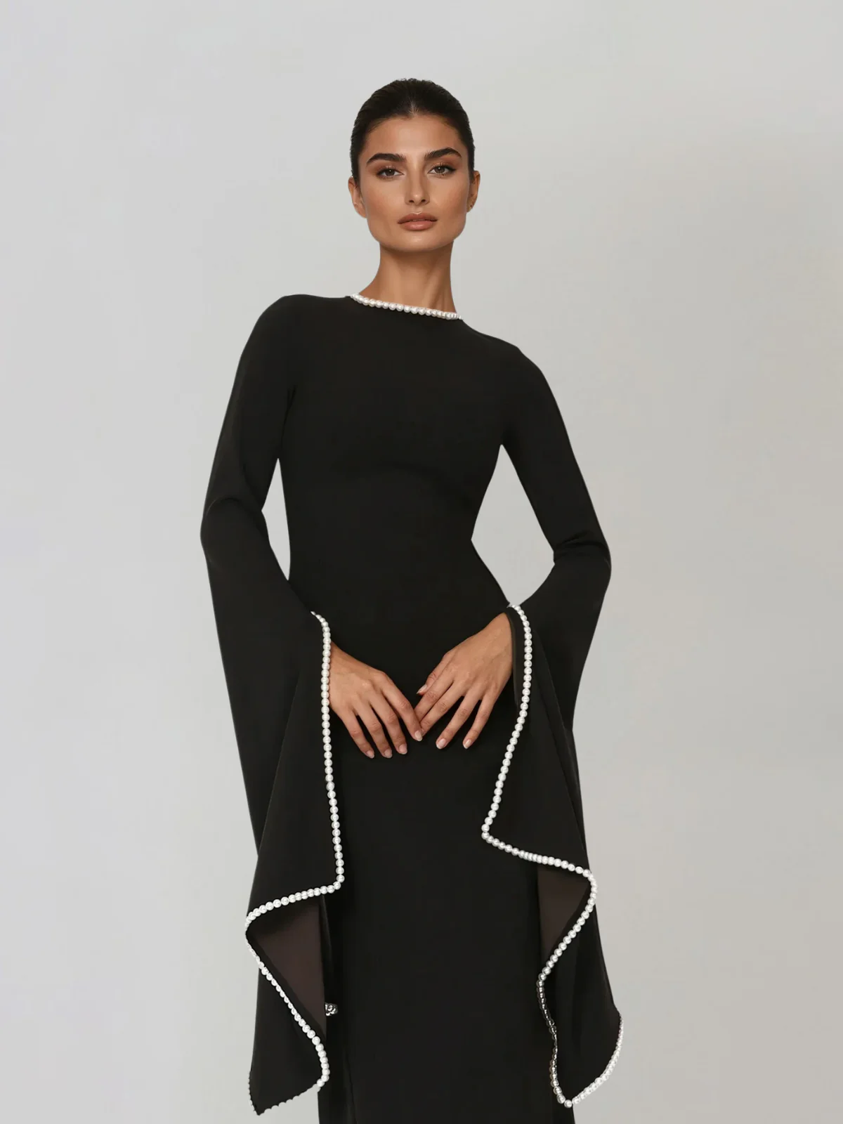 Sovyn Bell Sleeve Pearl Maxi Dress - Image 3