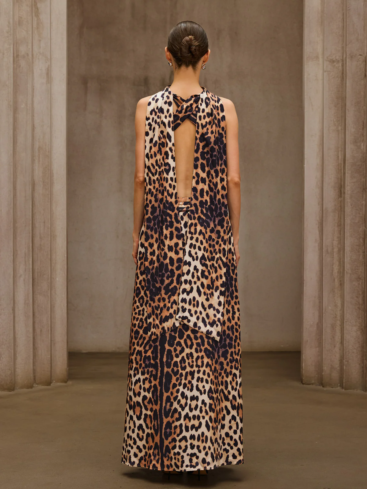 Sylvarix Leopard Cutout Scarf Maxi Dress - Image 7