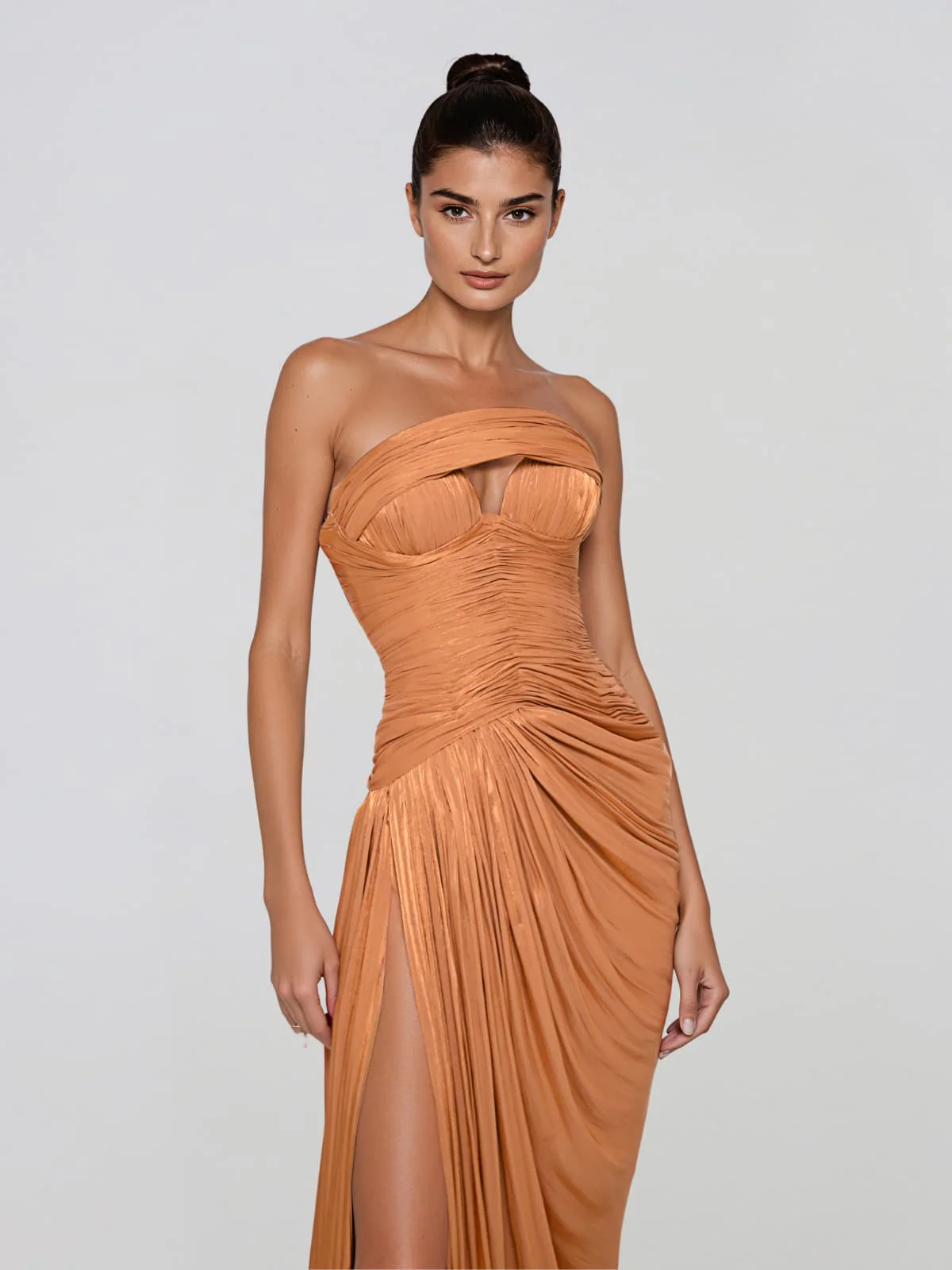 Syndral Strapless Draped Split Maxi Dress - Image 2
