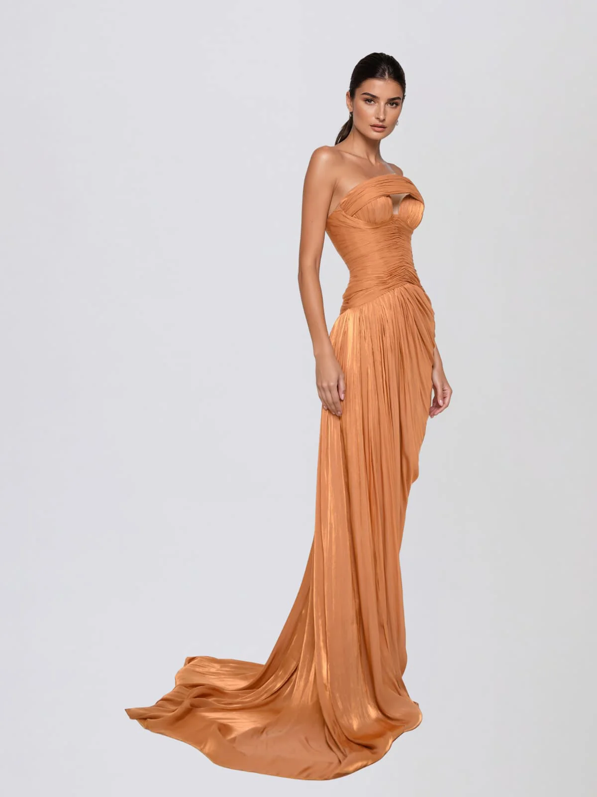 Syndral Strapless Draped Split Maxi Dress - Image 3