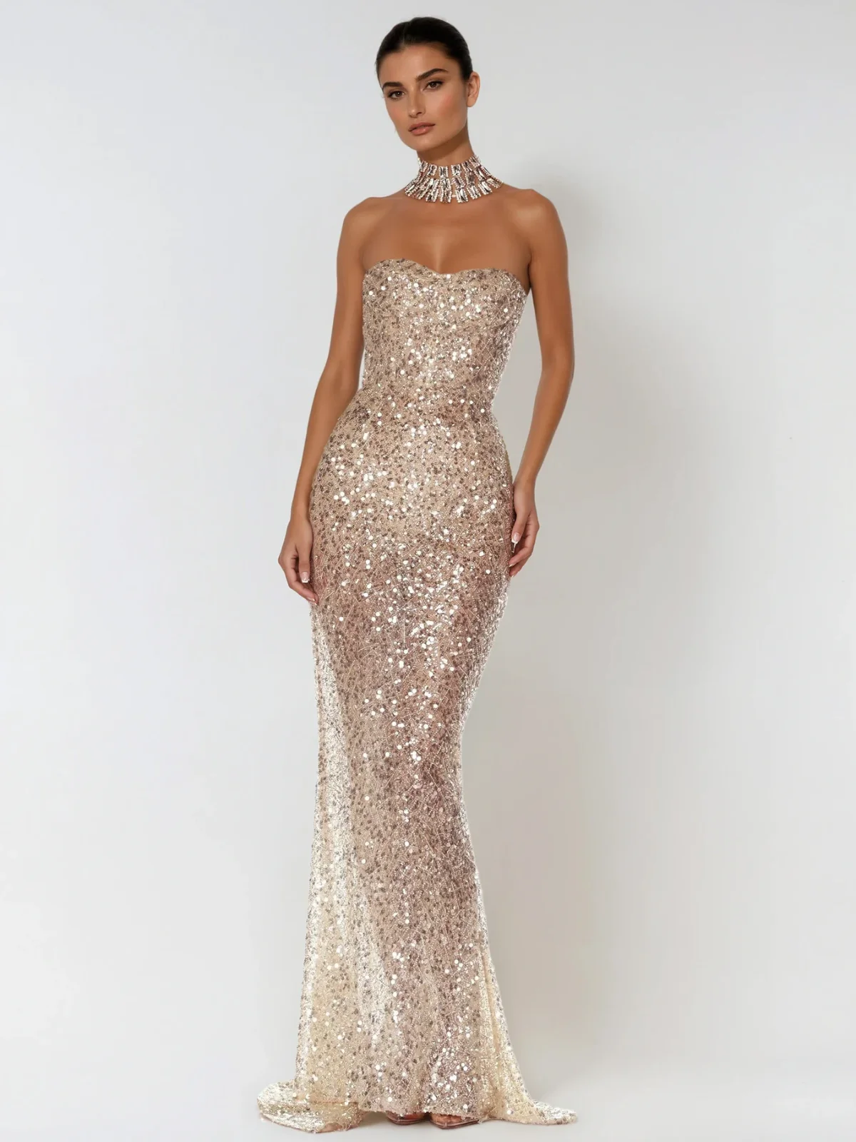 Telnar Strapless Sequin Maxi Dress - Image 2