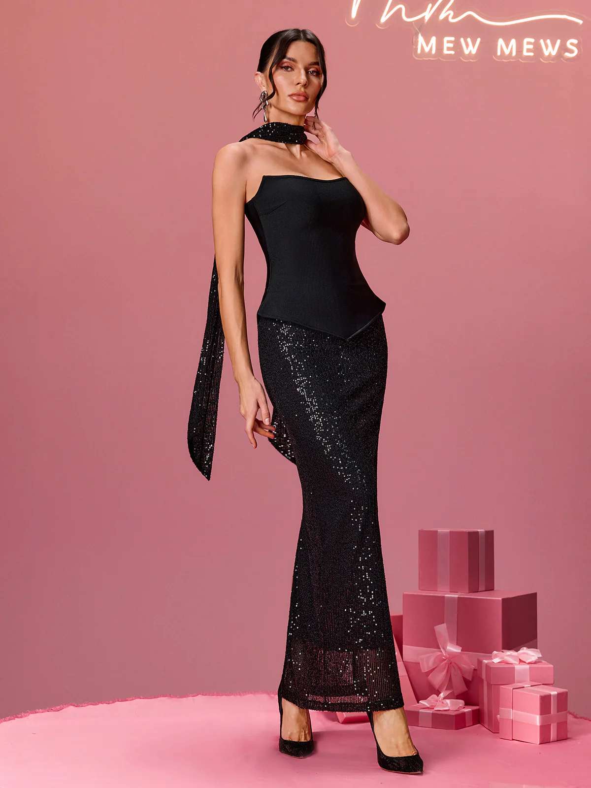 Thalamix Scarf Sequin Skirt Set - Image 2