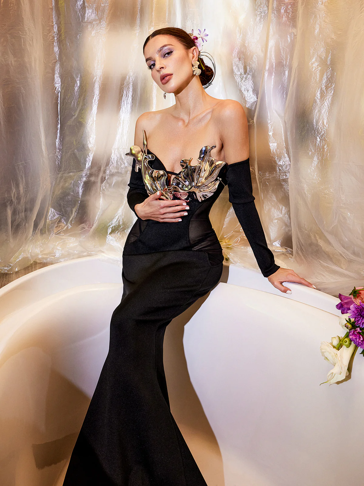 Tillie Off Shoulder Mermaid Bandage Maxi Dress - Image 3