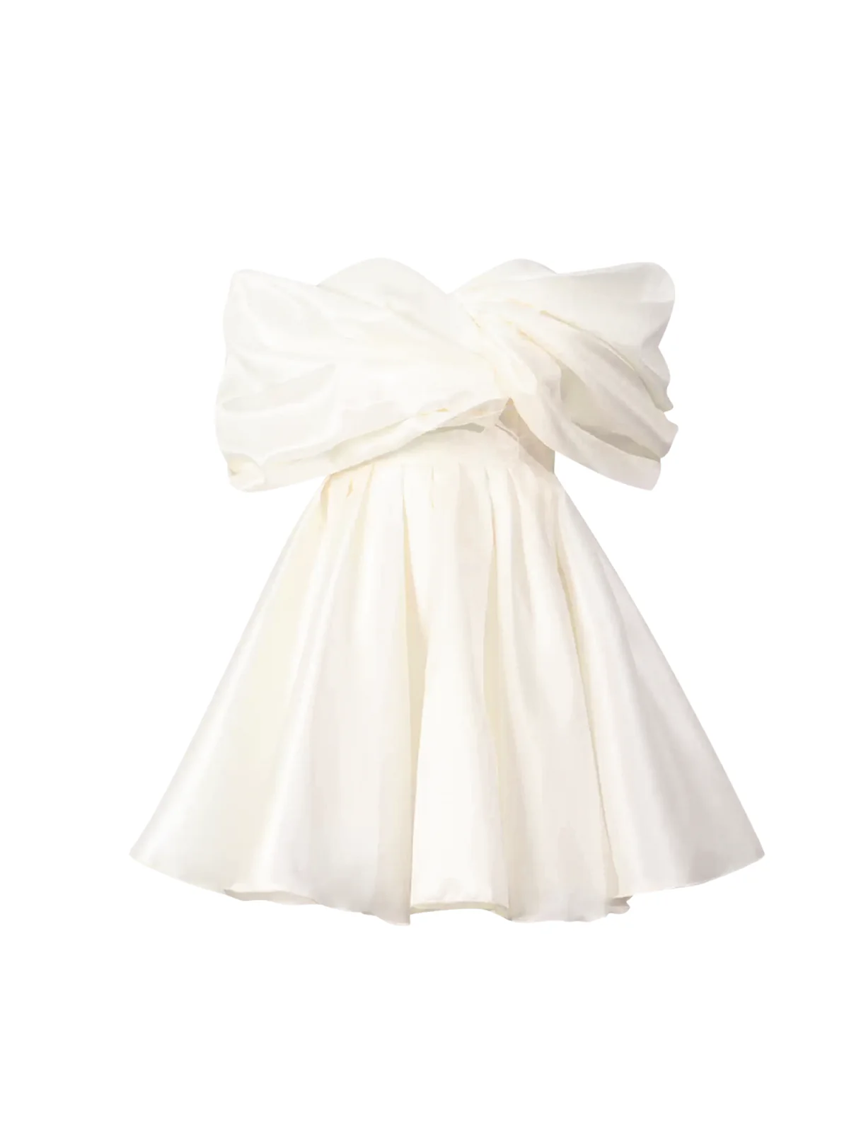Torex Off Shoulder Ruched Flared Mini Dress In White - Image 5