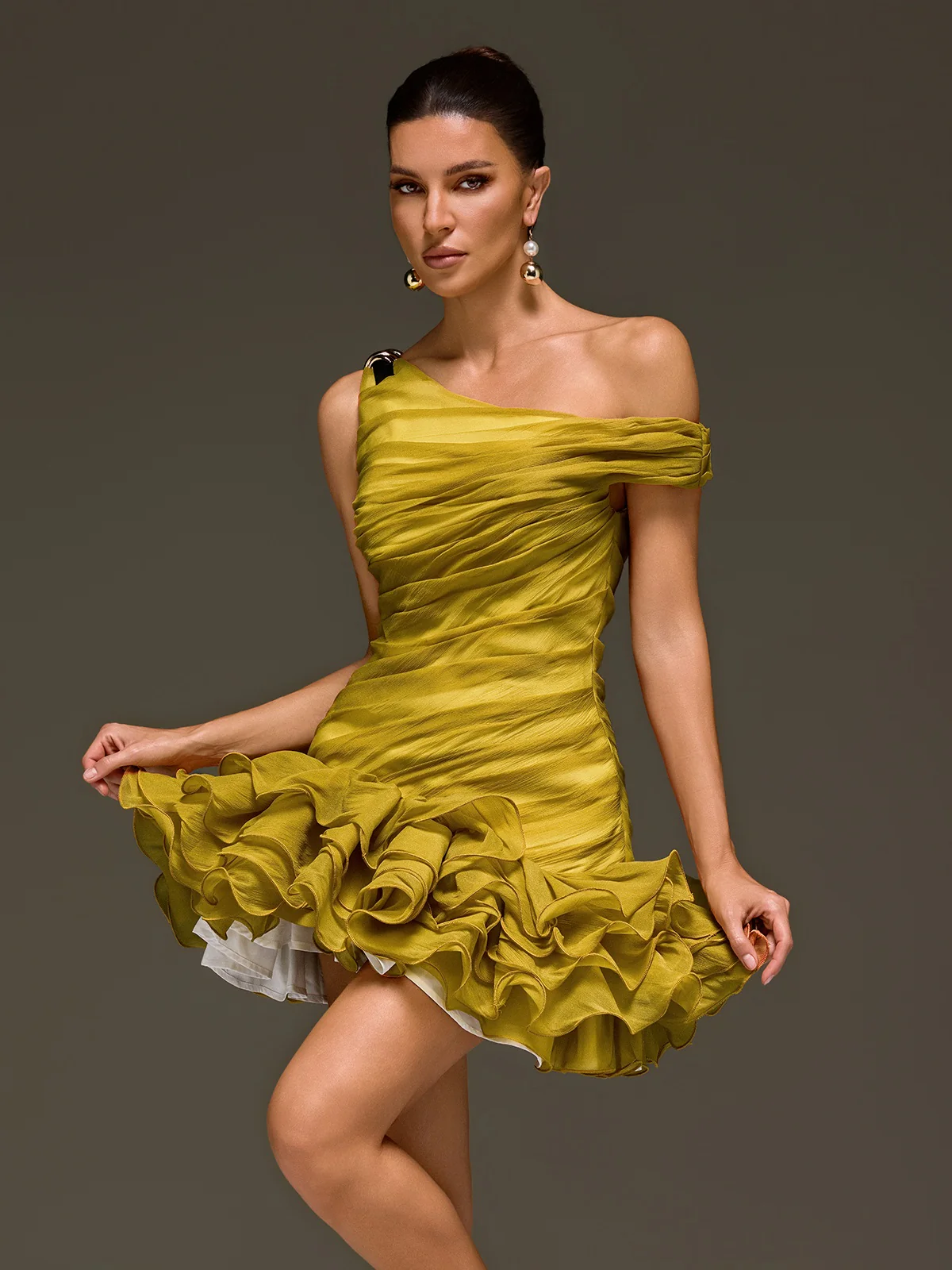 Toryrin One Shoulder Ruffle Mini Dress - Image 5