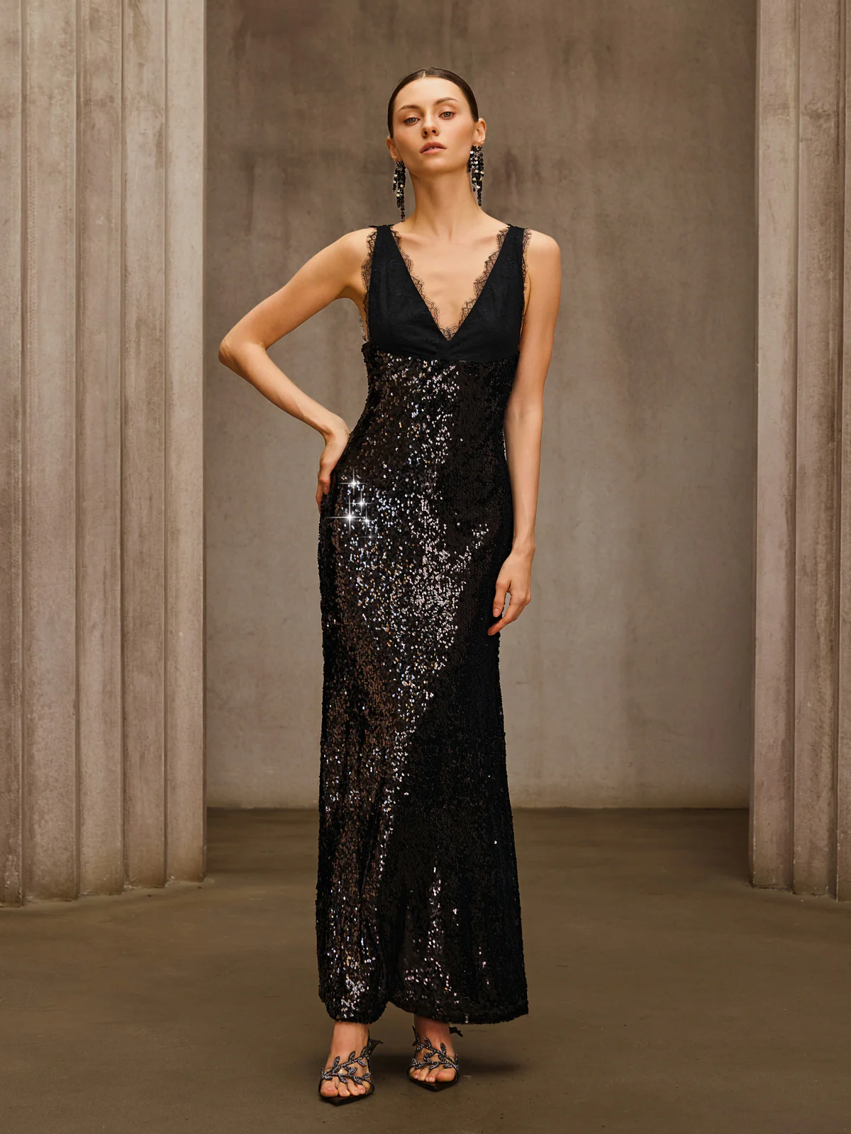 Tyrelix V Neck Sequin Maxi Dress - Image 3