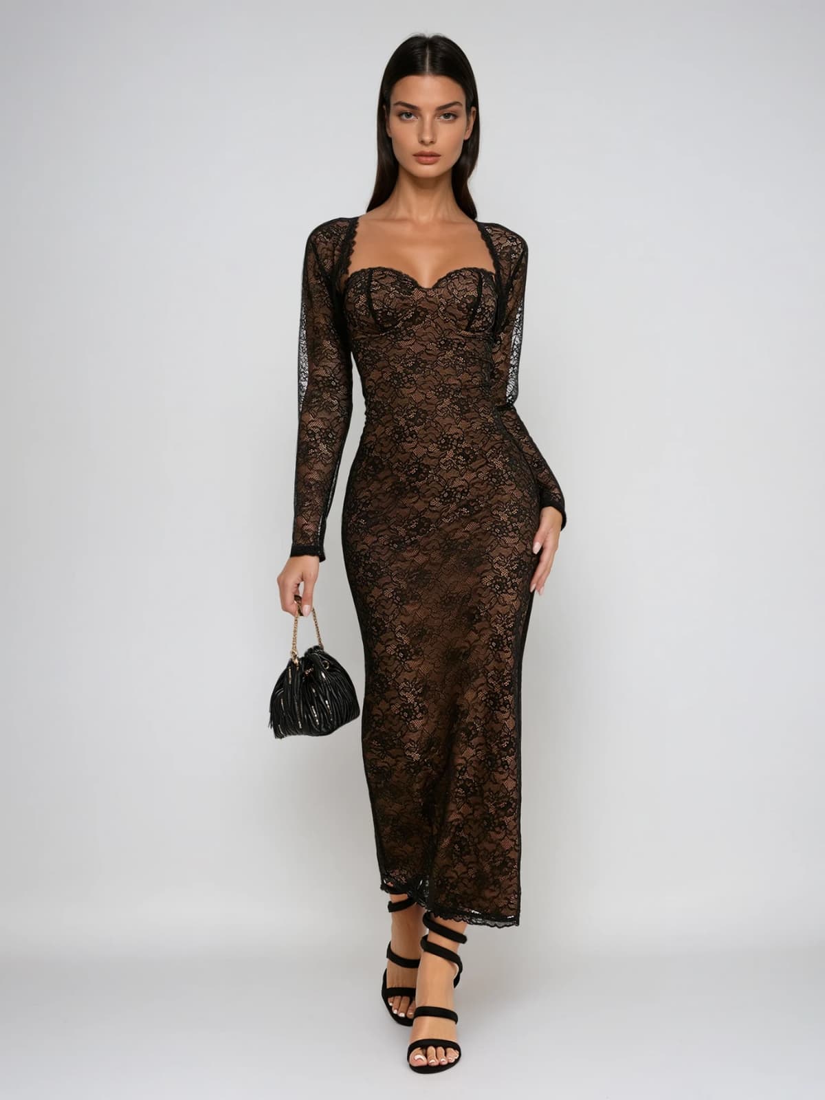 Ulthris Shawl Strapless Lace Maxi Dress - Image 2
