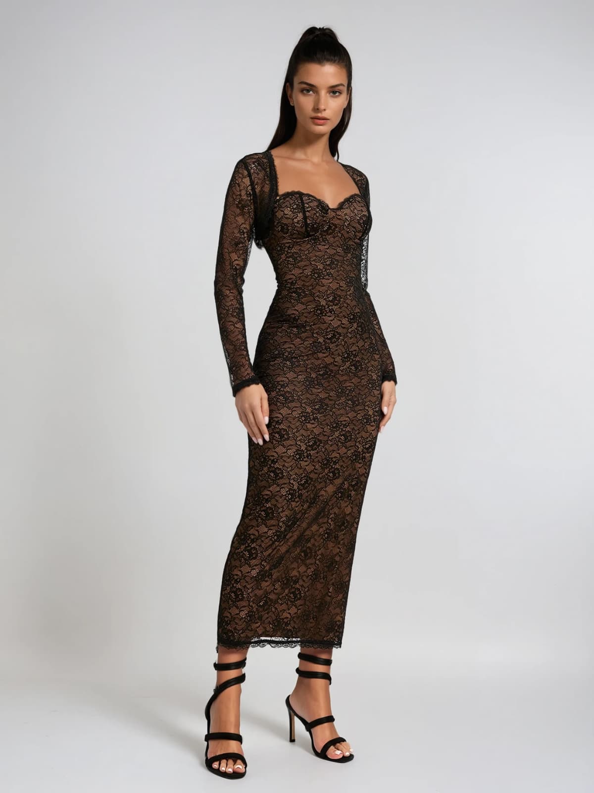Ulthris Shawl Strapless Lace Maxi Dress - Image 4