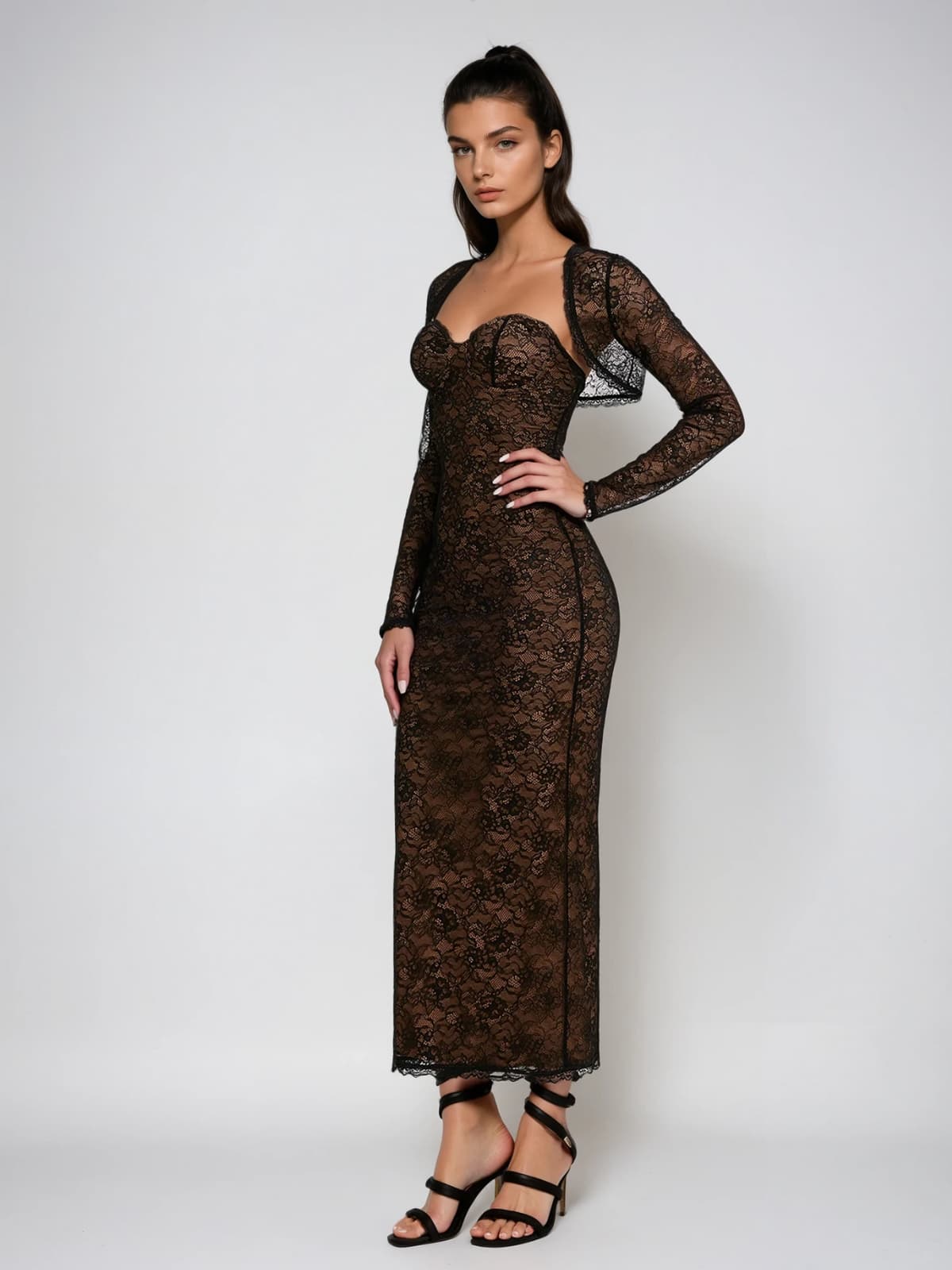 Ulthris Shawl Strapless Lace Maxi Dress - Image 5