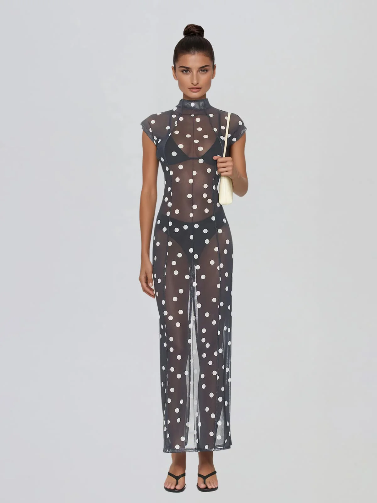 Uraelyth Sleeveless Dot Maxi Dress